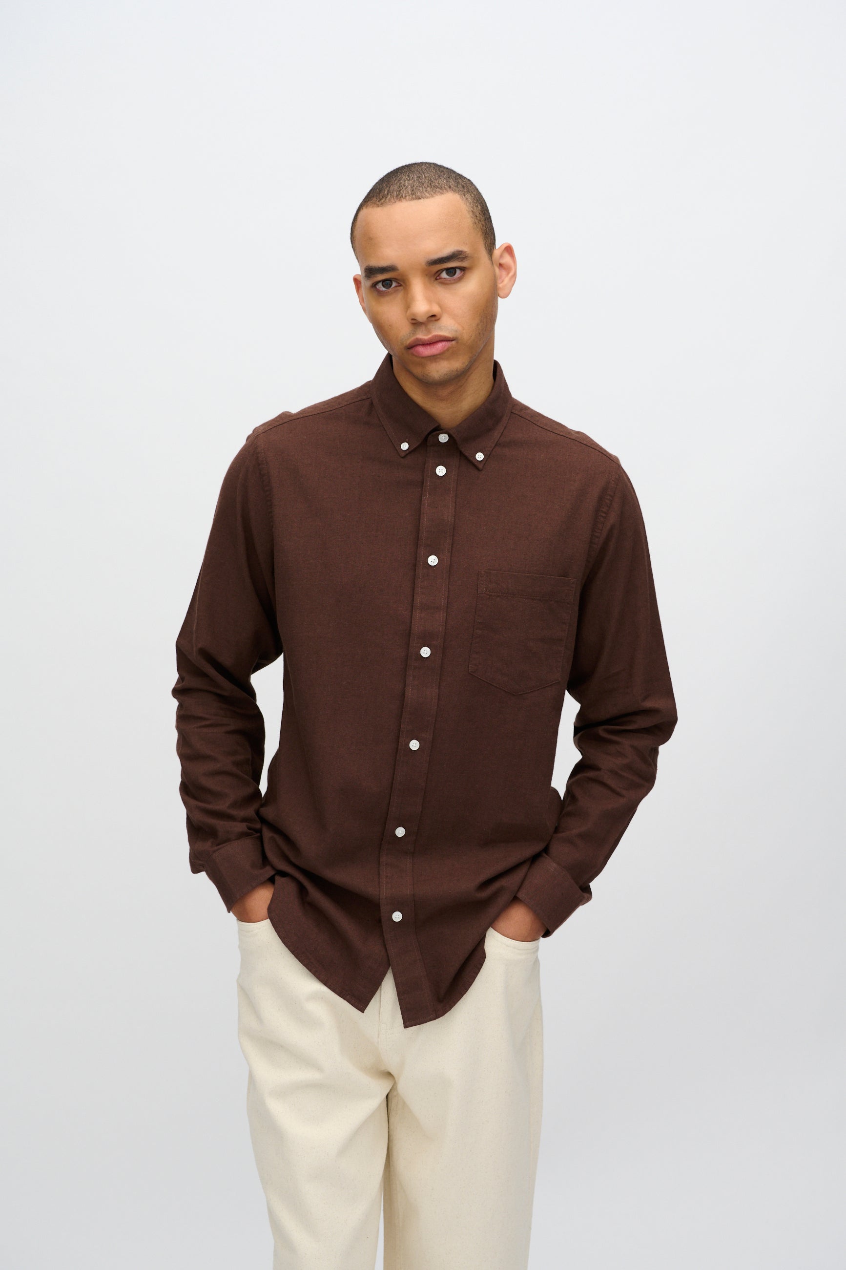 minimum male Colt langærmet reg skjorte 0063 Long Sleeved Shirt 1910 French Roast