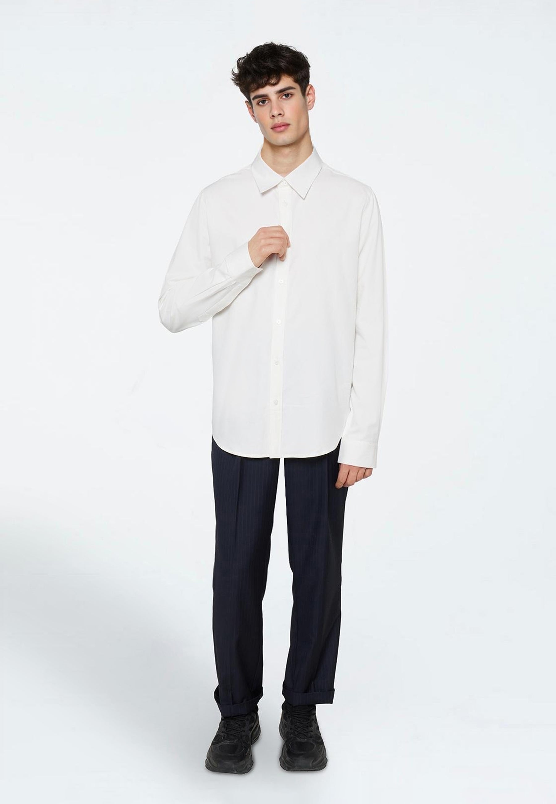 minimum male Curtis langærmet skjorte 4169 Long Sleeved Shirt 4800 Blanc de blanc