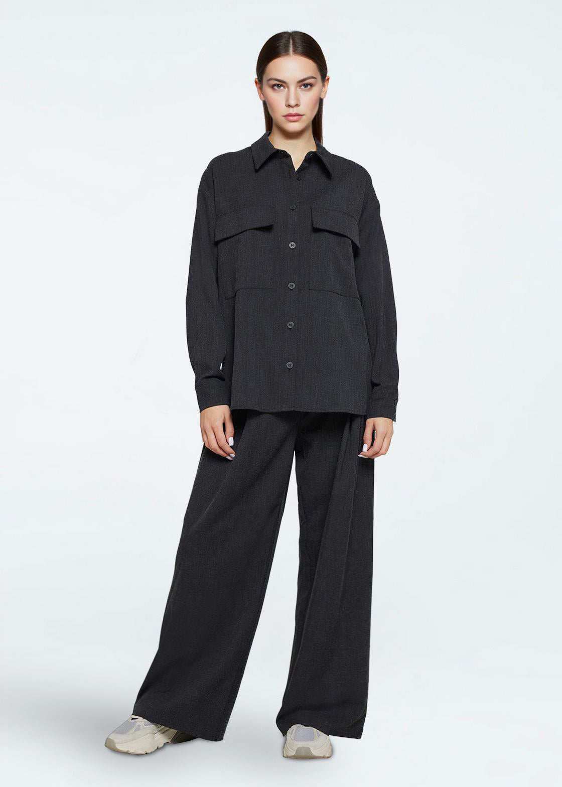 minimum female Gunli 3737 Dressed Pants 980M Dark Grey Melange