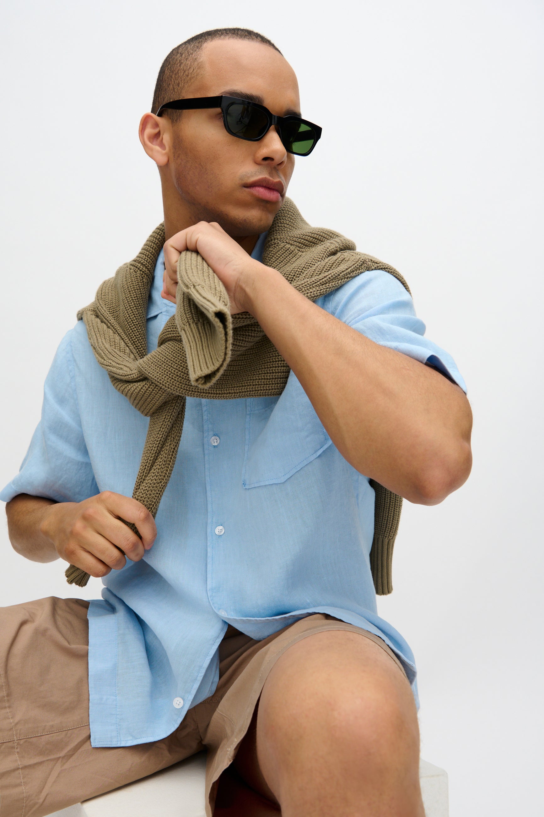 minimum male Hayden kortærmet hørskjorte 4115 Short Sleeved Shirt 4105 Angel Falls