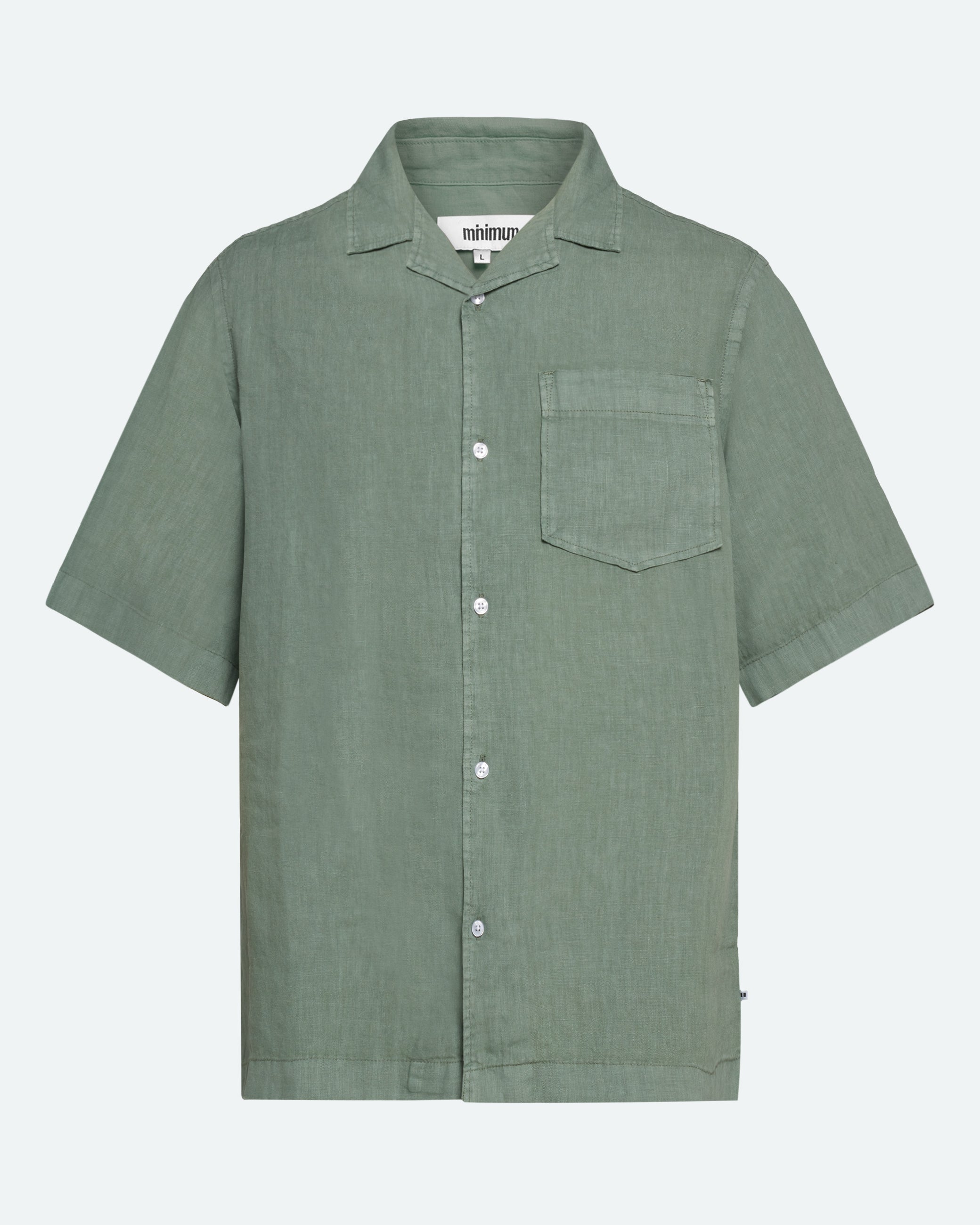 minimum male Hayden kortærmet hørskjorte 4115 Short Sleeved Shirt 5808 Iceberg Green