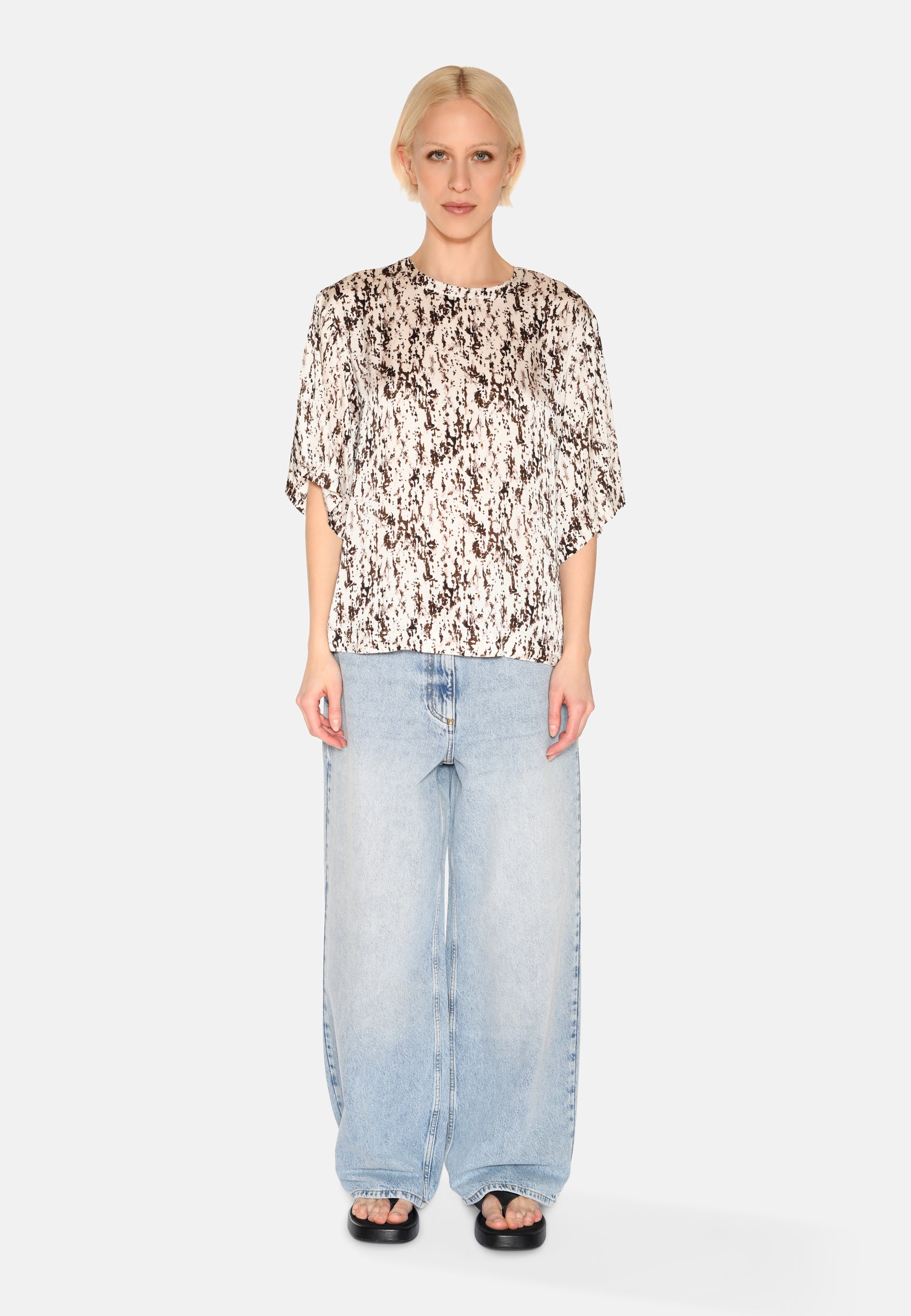 minimum female Janey kortærmet satinbluse 4194 Short Sleeved Blouse 0608 Coco Milk