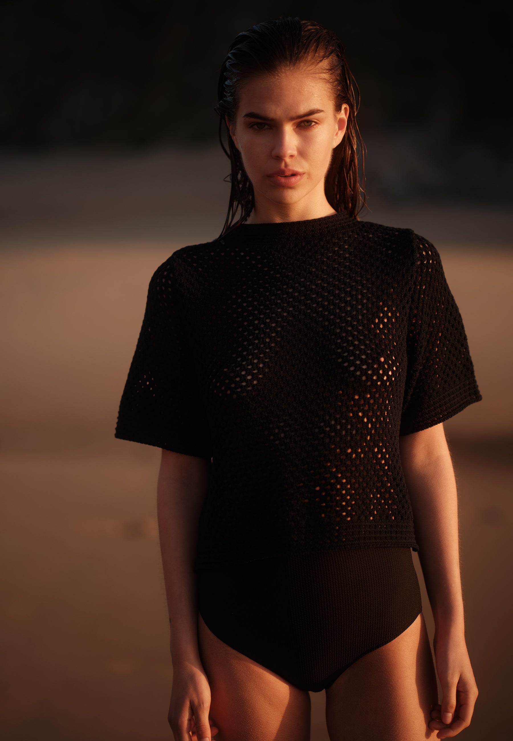 minimum female Lily hæklet t-shirt 4119 Short Sleeved T-shirt 999 Black