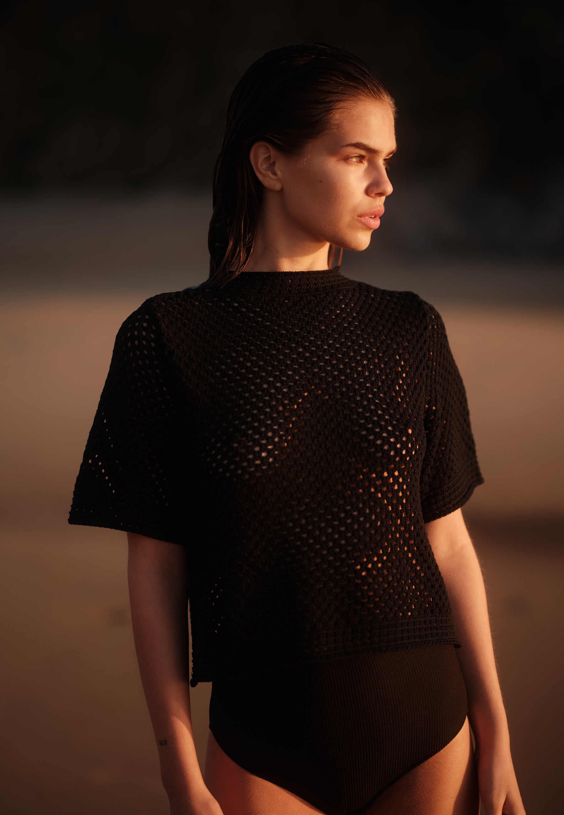 minimum female Lily hæklet t-shirt 4119 Short Sleeved T-shirt 999 Black