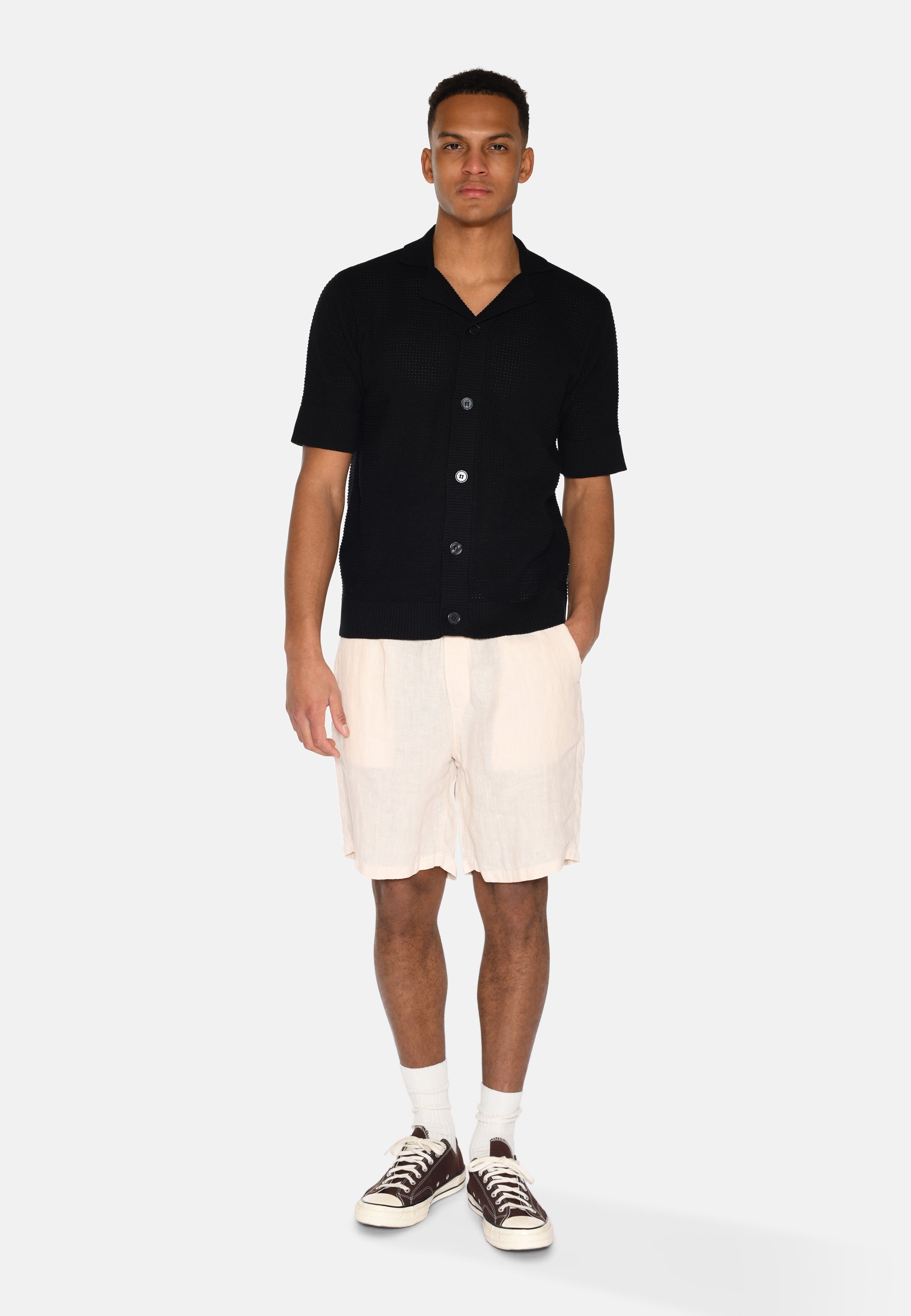 minimum male Mason hæklet polo skjorte 4177 Polo 999 Black