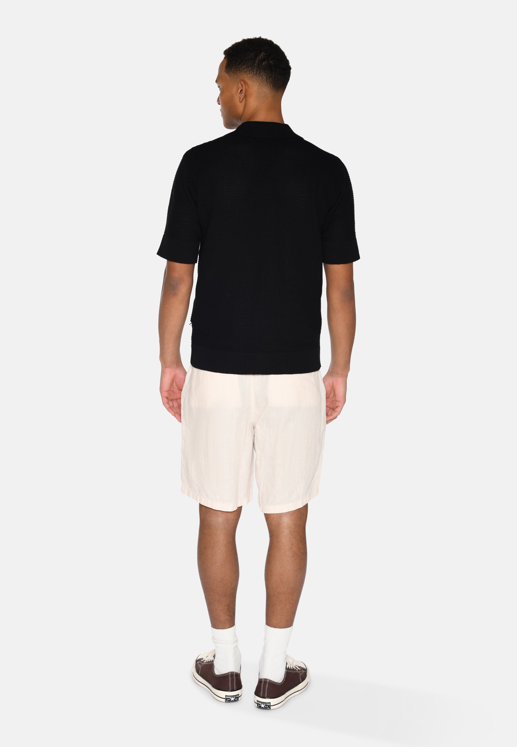 minimum male Mason hæklet polo skjorte 4177 Polo 999 Black