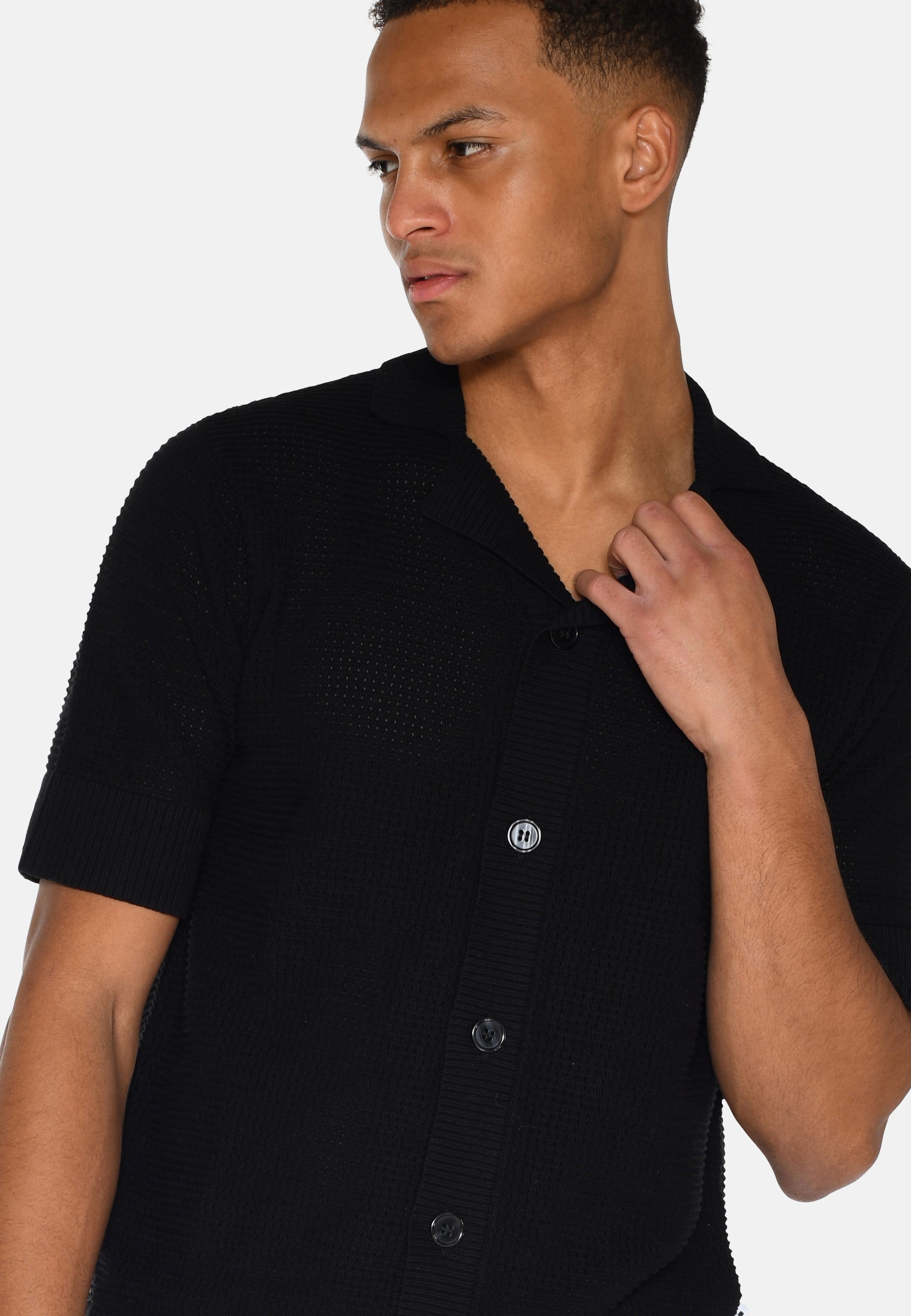 minimum male Mason hæklet polo skjorte 4177 Polo 999 Black