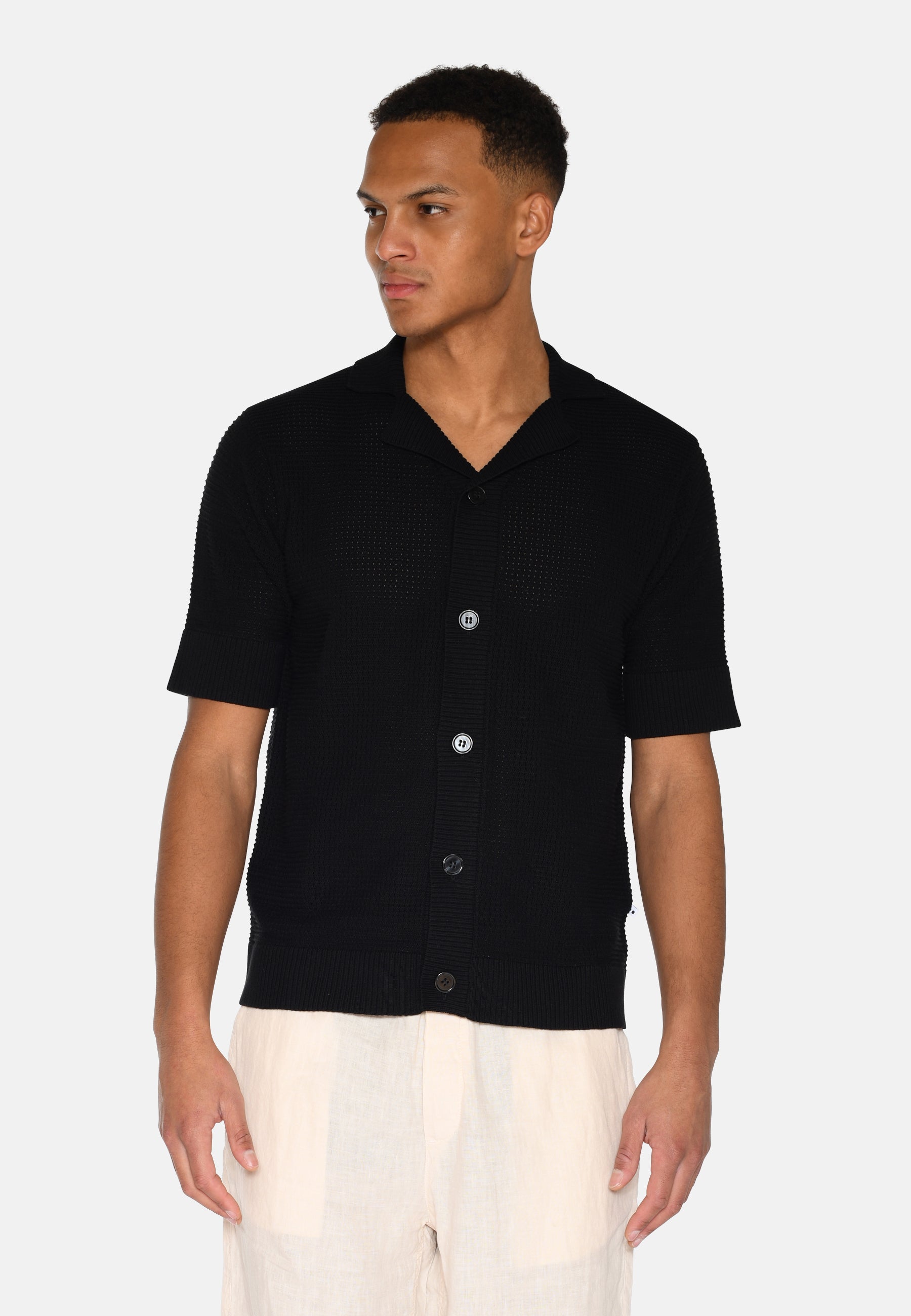minimum male Mason hæklet polo skjorte 4177 Polo 999 Black