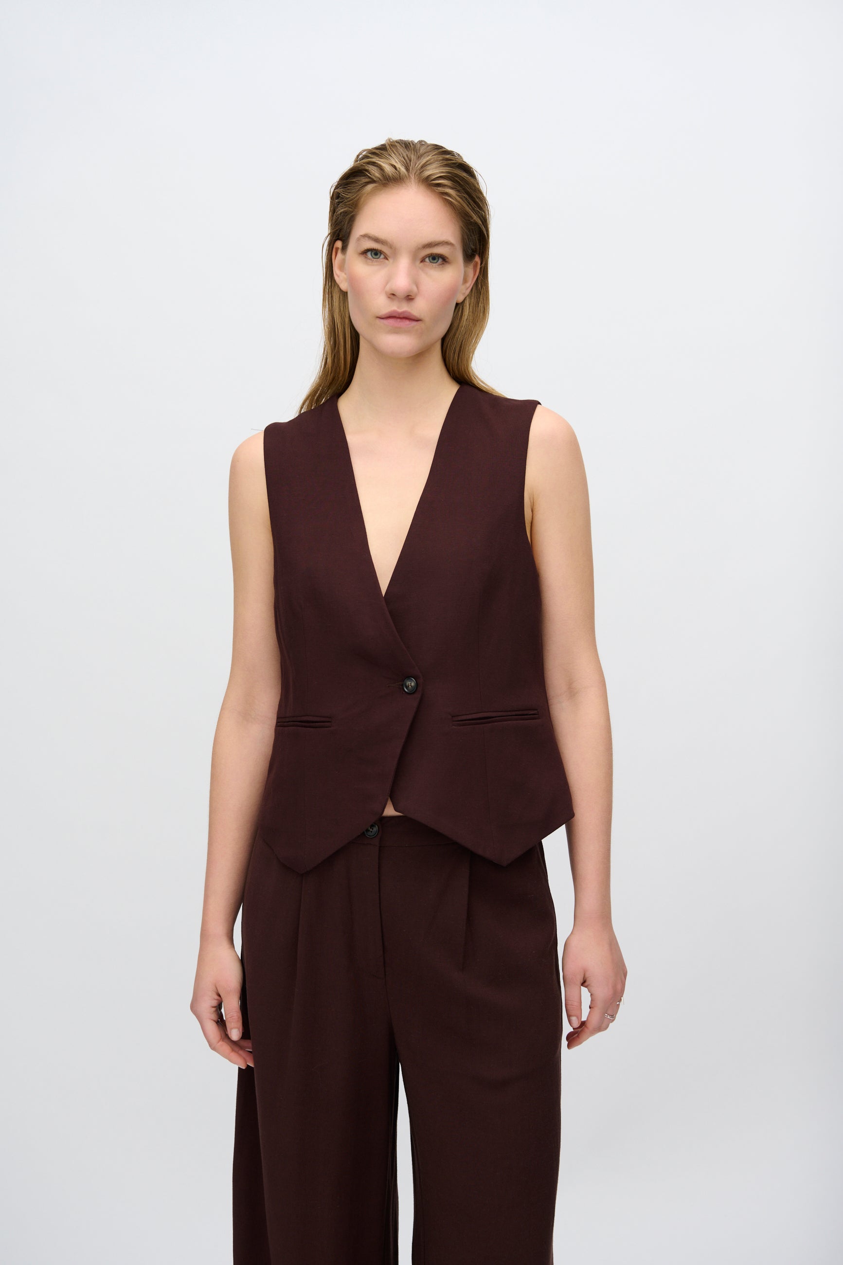 minimum female Melina figursyet vest 3069 Waistcoat 1910 French Roast