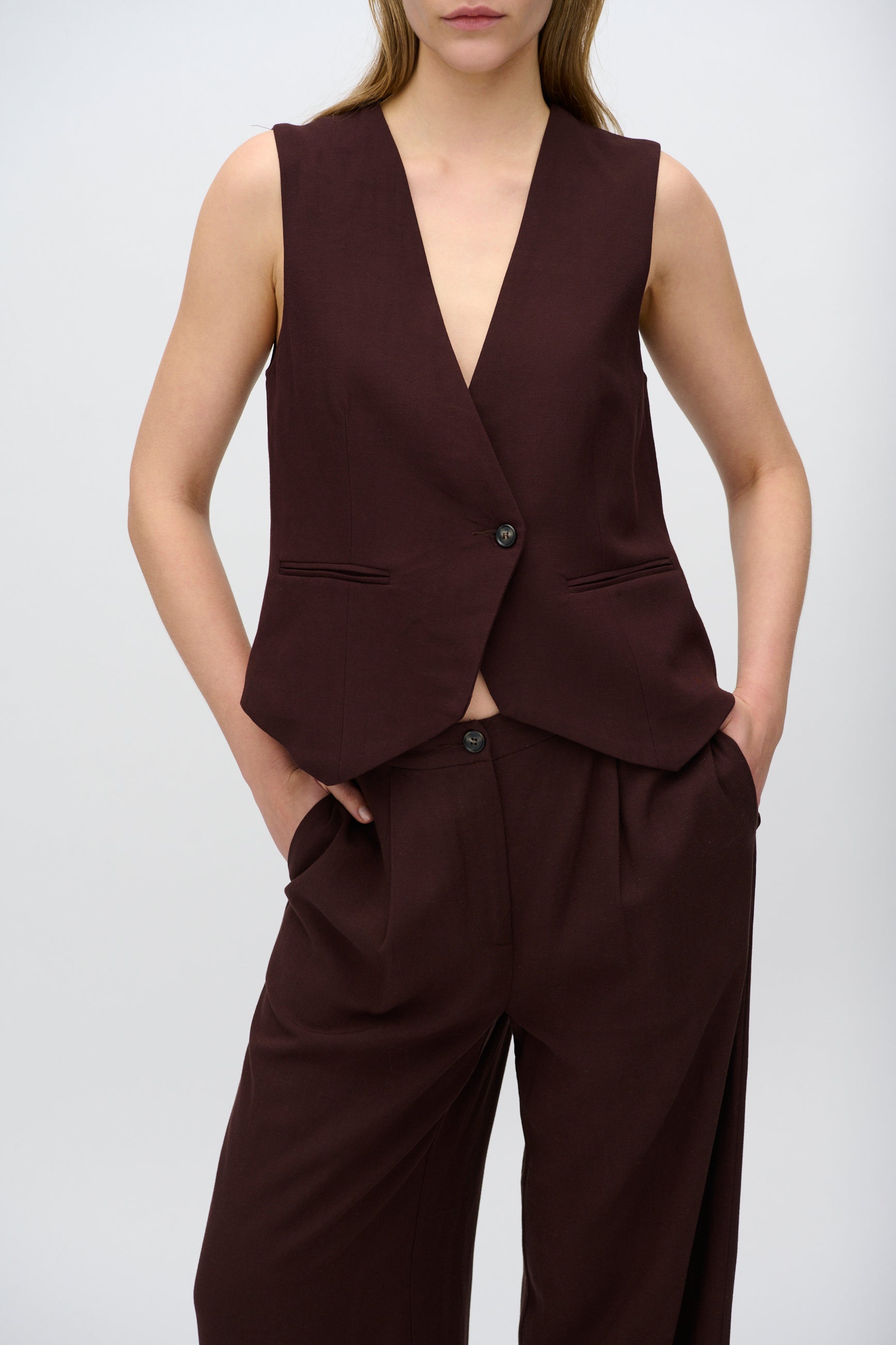 minimum female Melina figursyet vest 3069 Waistcoat 1910 French Roast