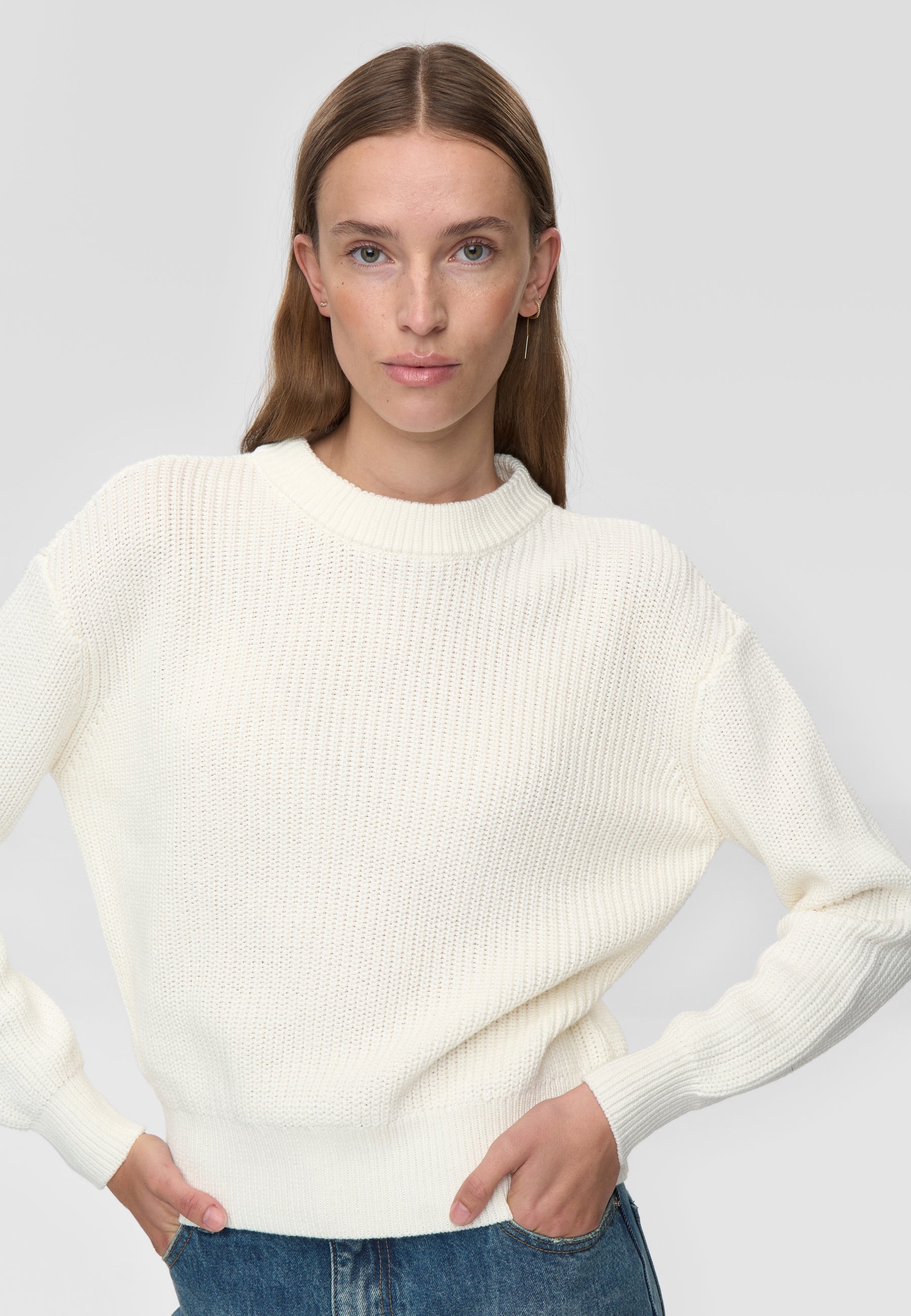 minimum female Mikala striktrøje G006 Jumper 004 Broken White