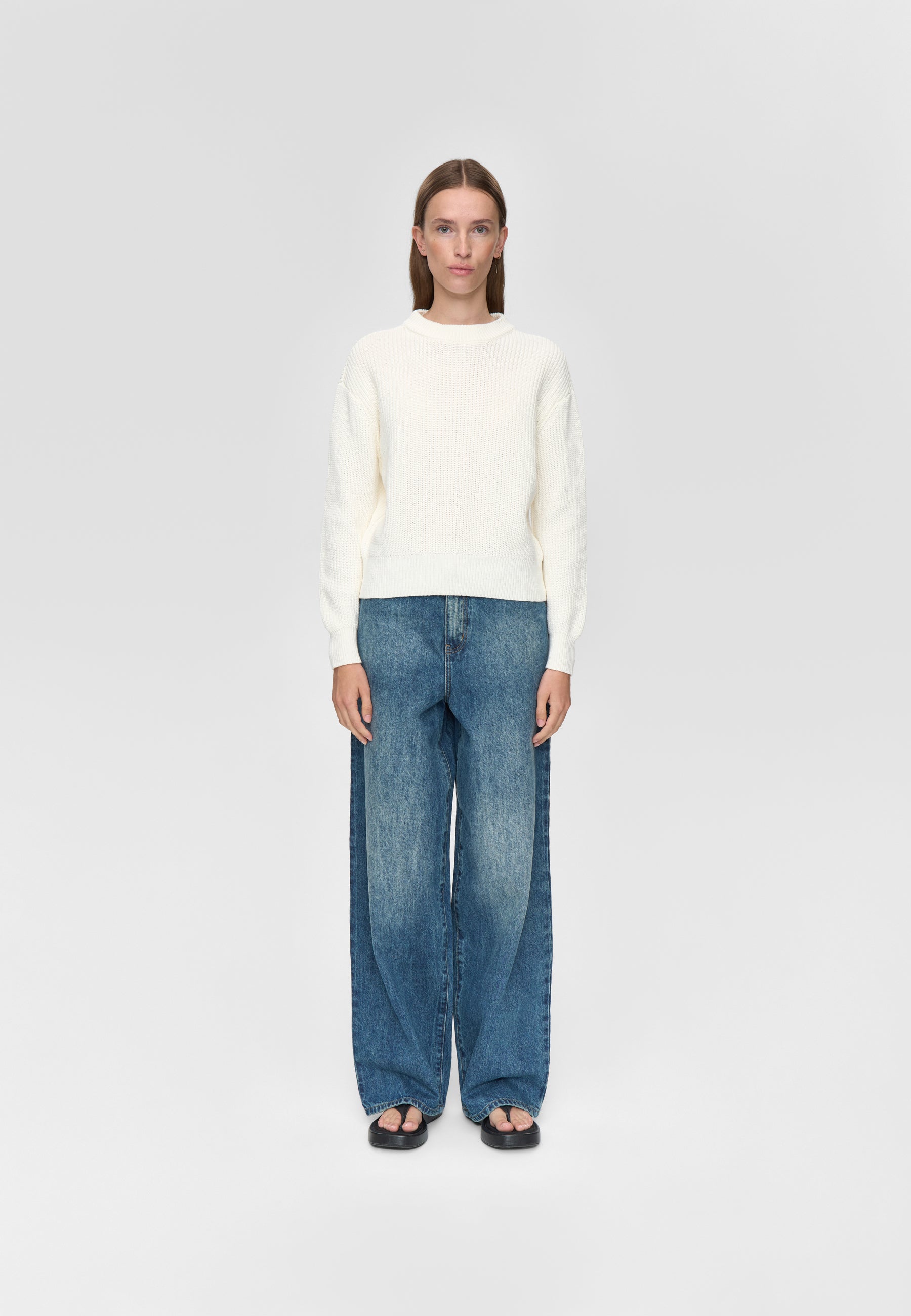 minimum female Mikala striktrøje G006 Jumper 004 Broken White