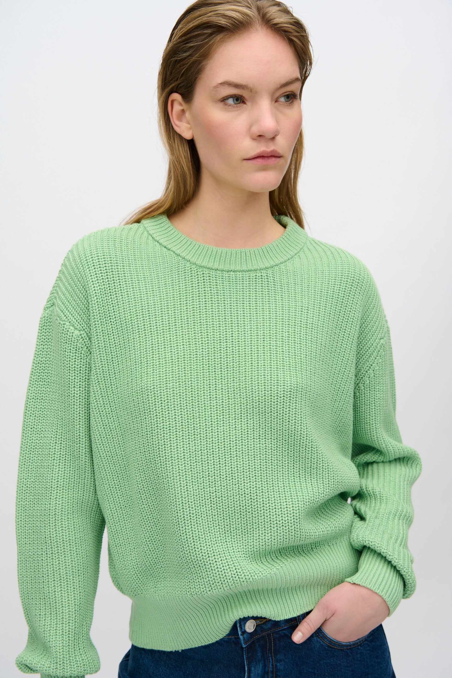 minimum female Mikala striktrøje G006 Jumper 6317 Quiet Green