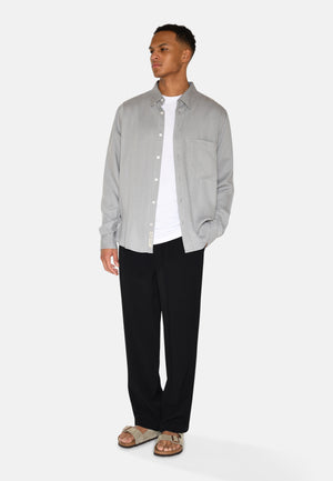 minimum male Pedro langærmet skjorte 3859 Long Sleeved Shirt 910 Light Grey