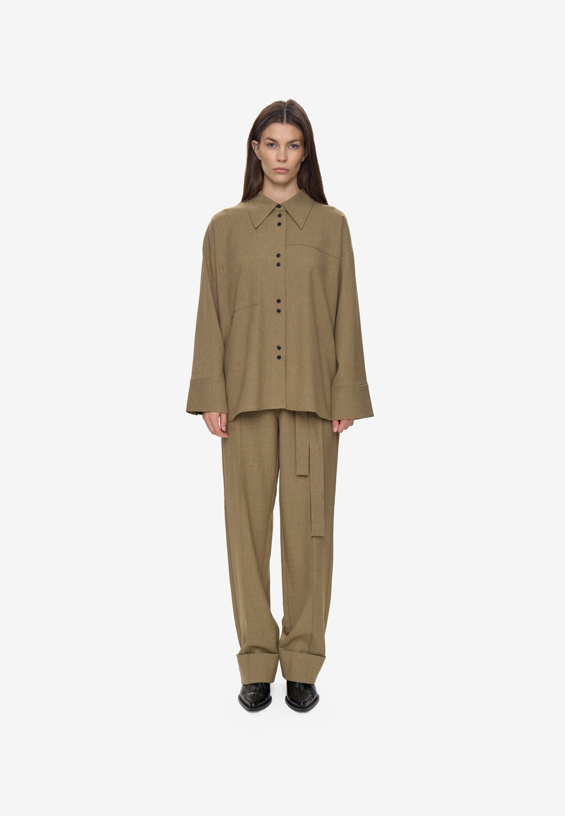 minimum female Runa shirt 3737 Long Sleeved Shirt 1609M Greige Melange