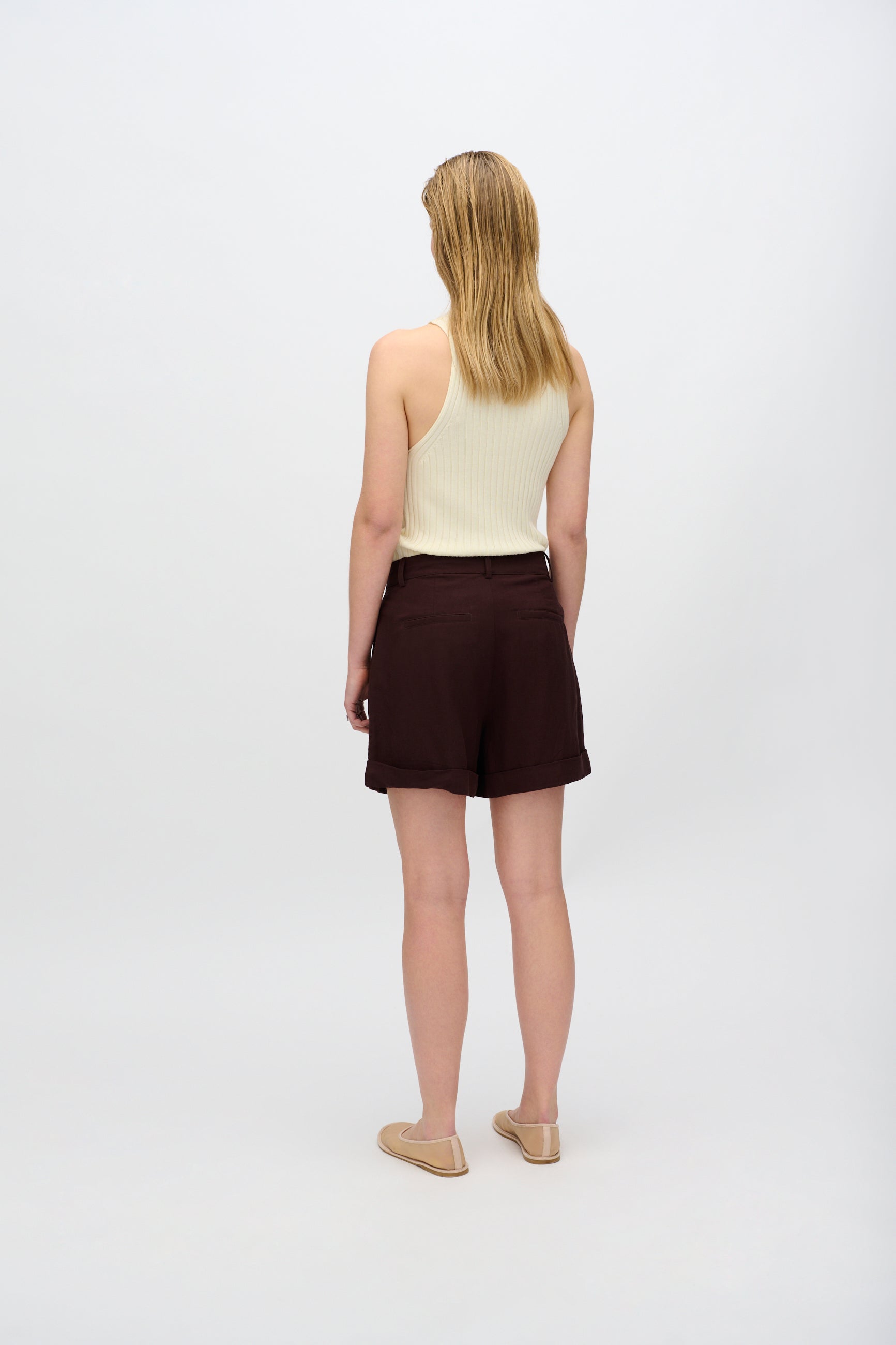 minimum female Selby shorts i hørblanding 3069 Shorts 1910 French Roast