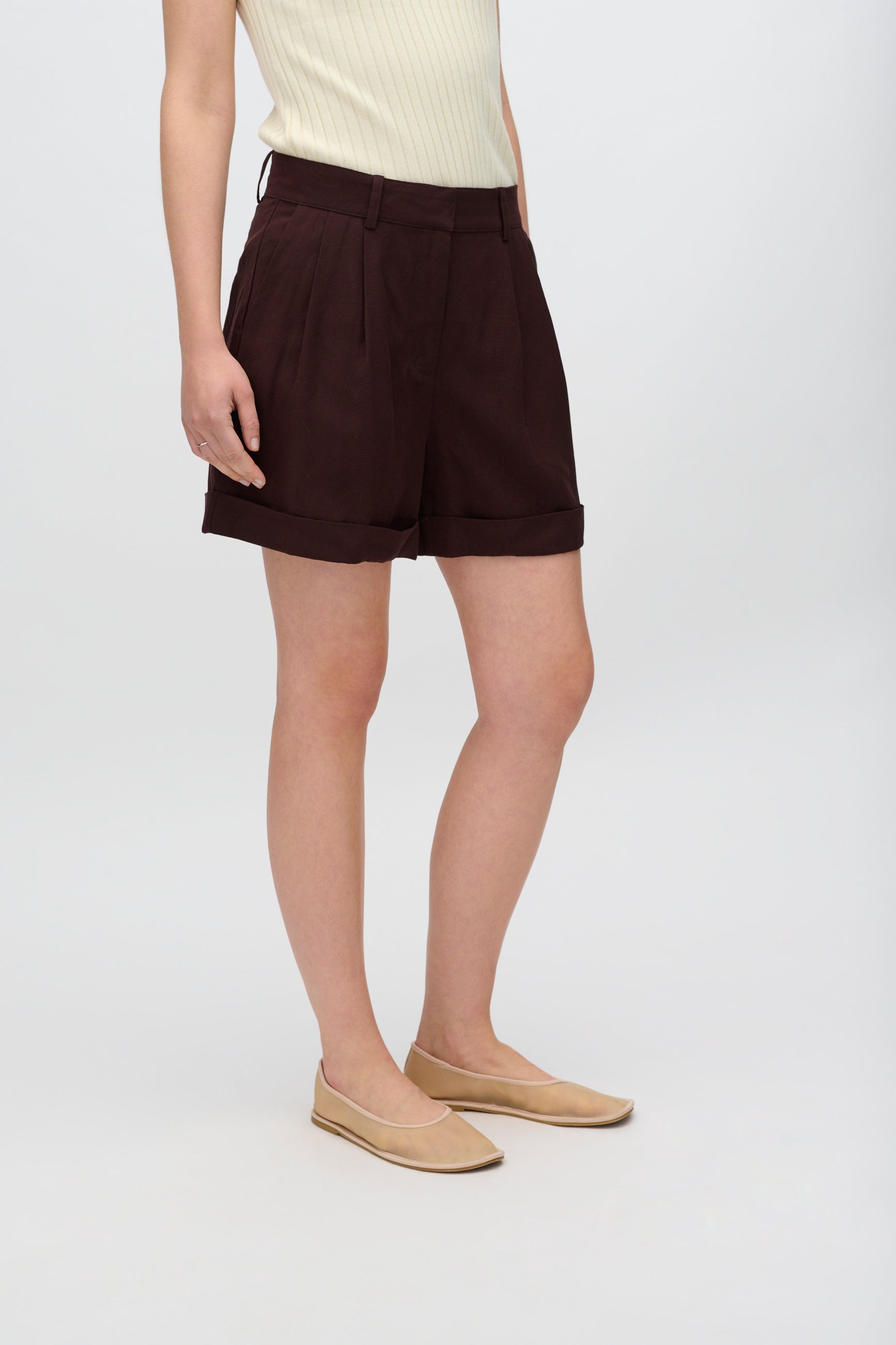 minimum female Selby shorts i hørblanding 3069 Shorts 1910 French Roast