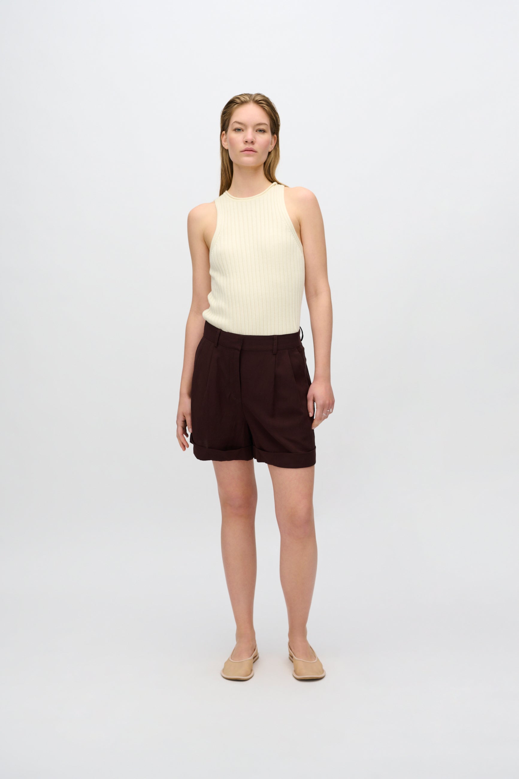 minimum female Selby shorts i hørblanding 3069 Shorts 1910 French Roast