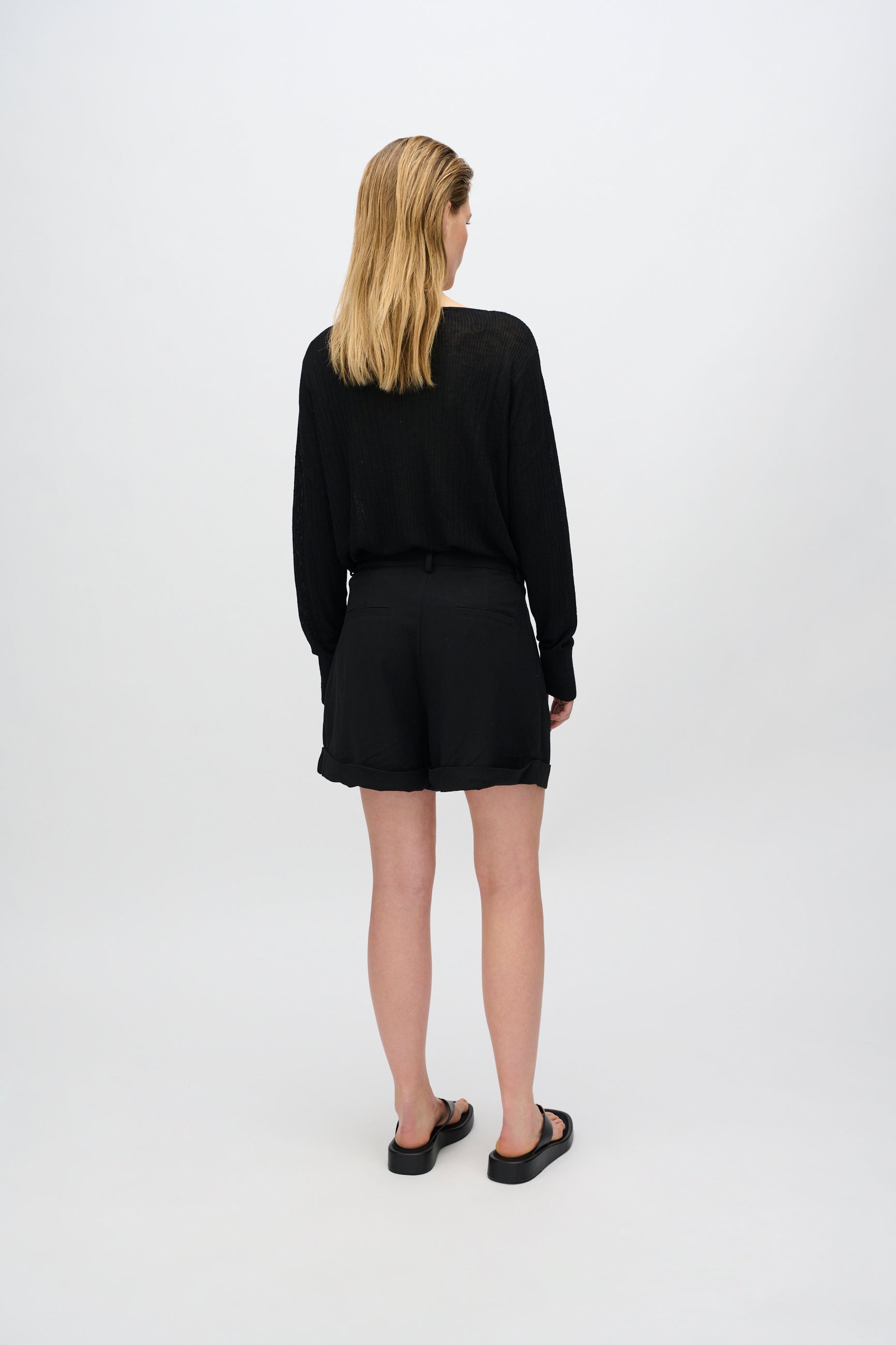 minimum female Selby shorts i hørblanding 3069 Shorts 999 Black