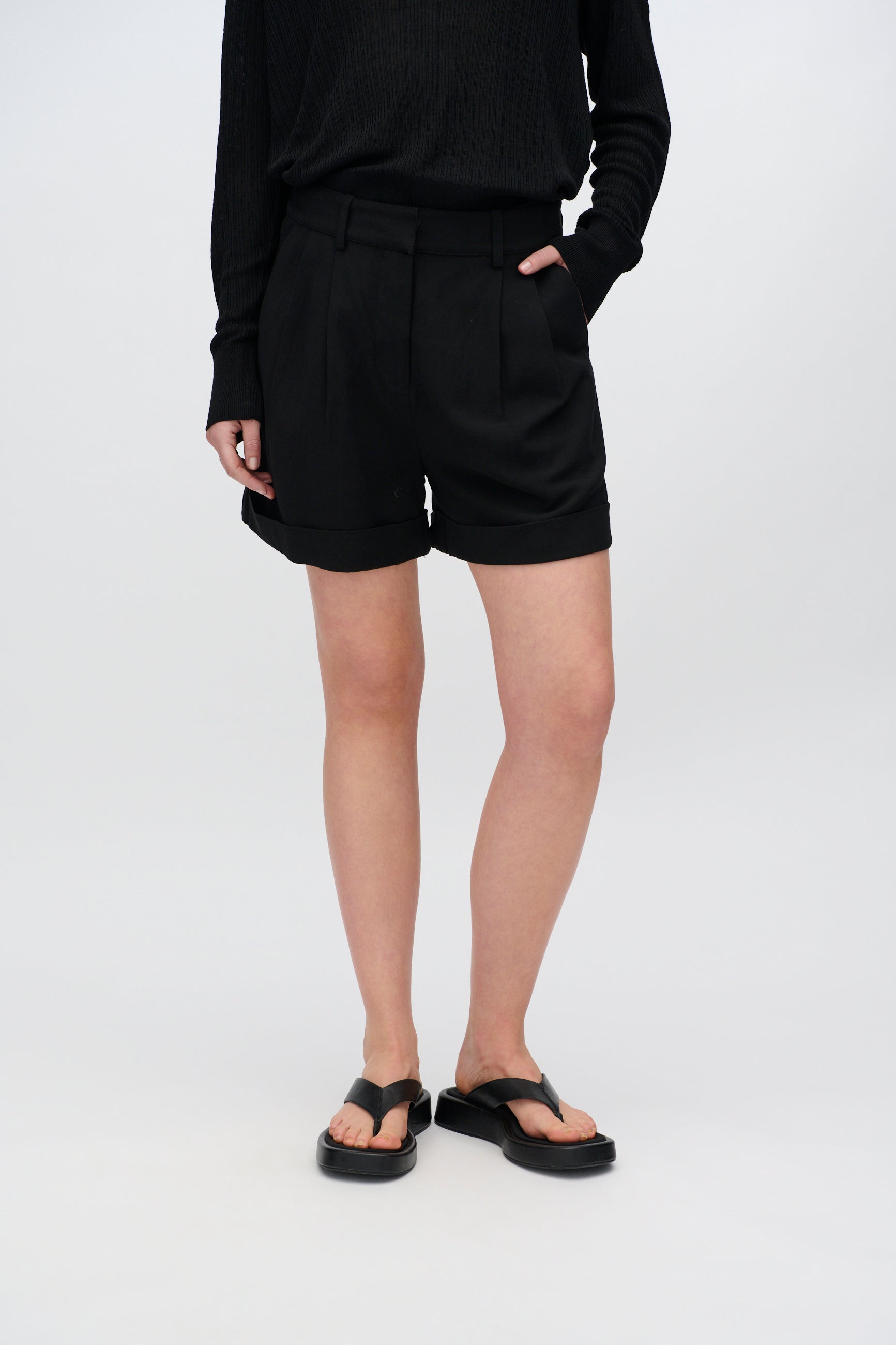 minimum female Selby shorts i hørblanding 3069 Shorts 999 Black