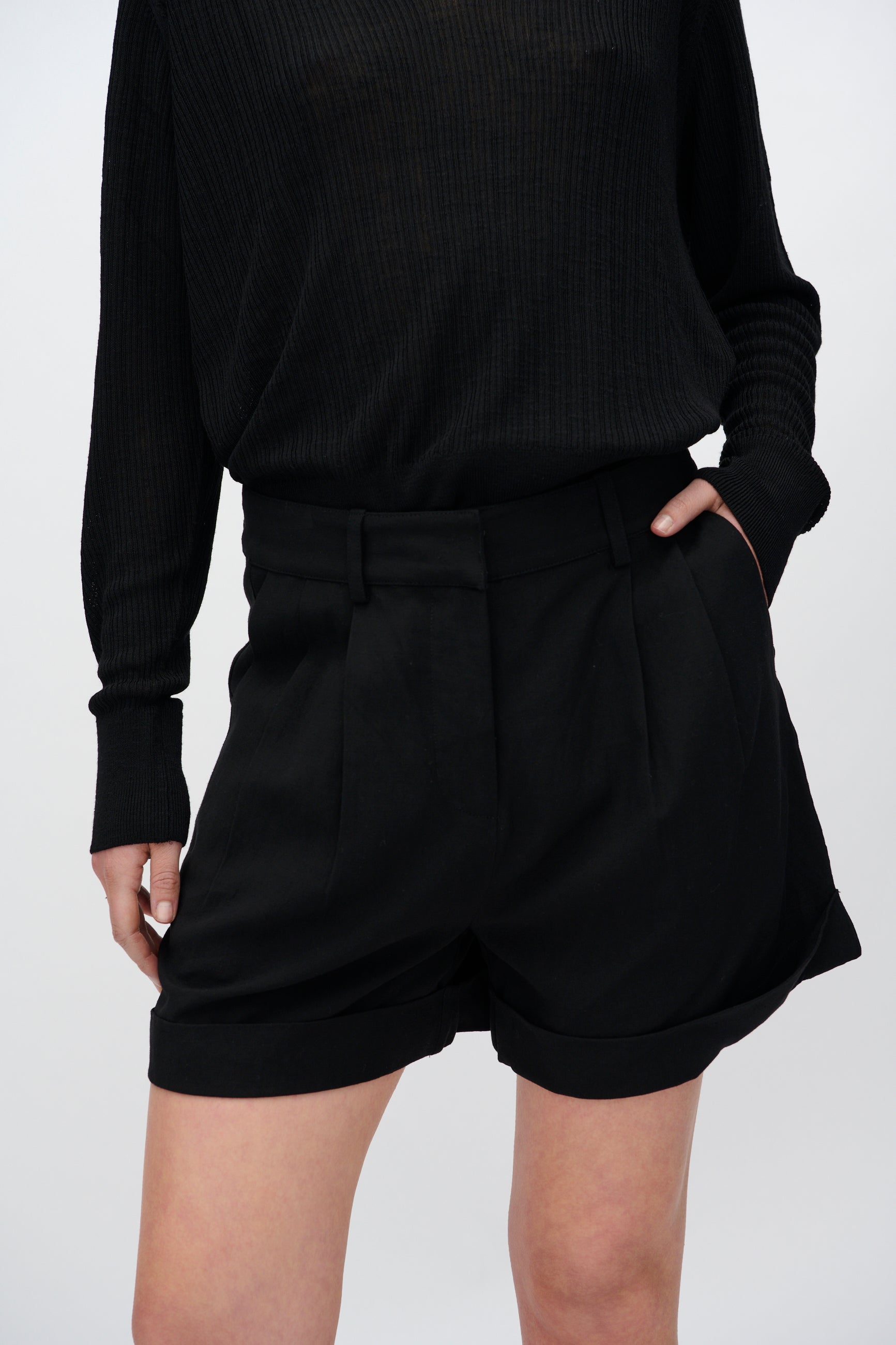 minimum female Selby shorts i hørblanding 3069 Shorts 999 Black