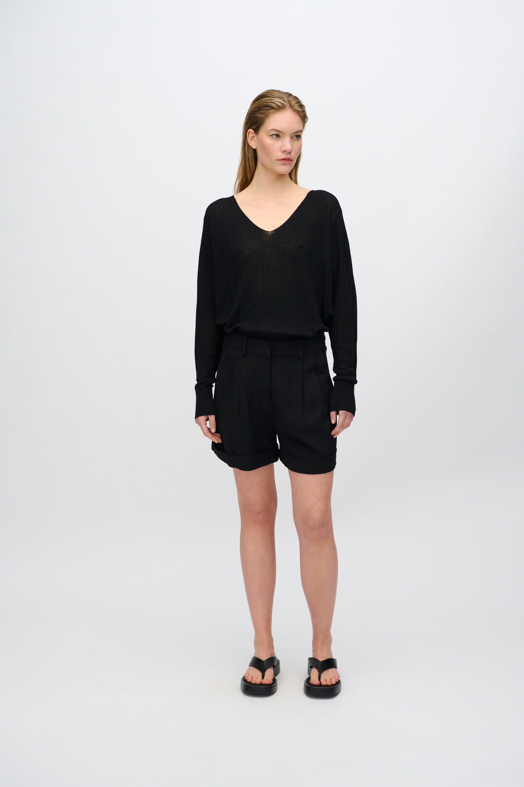 minimum female Selby shorts i hørblanding 3069 Shorts 999 Black