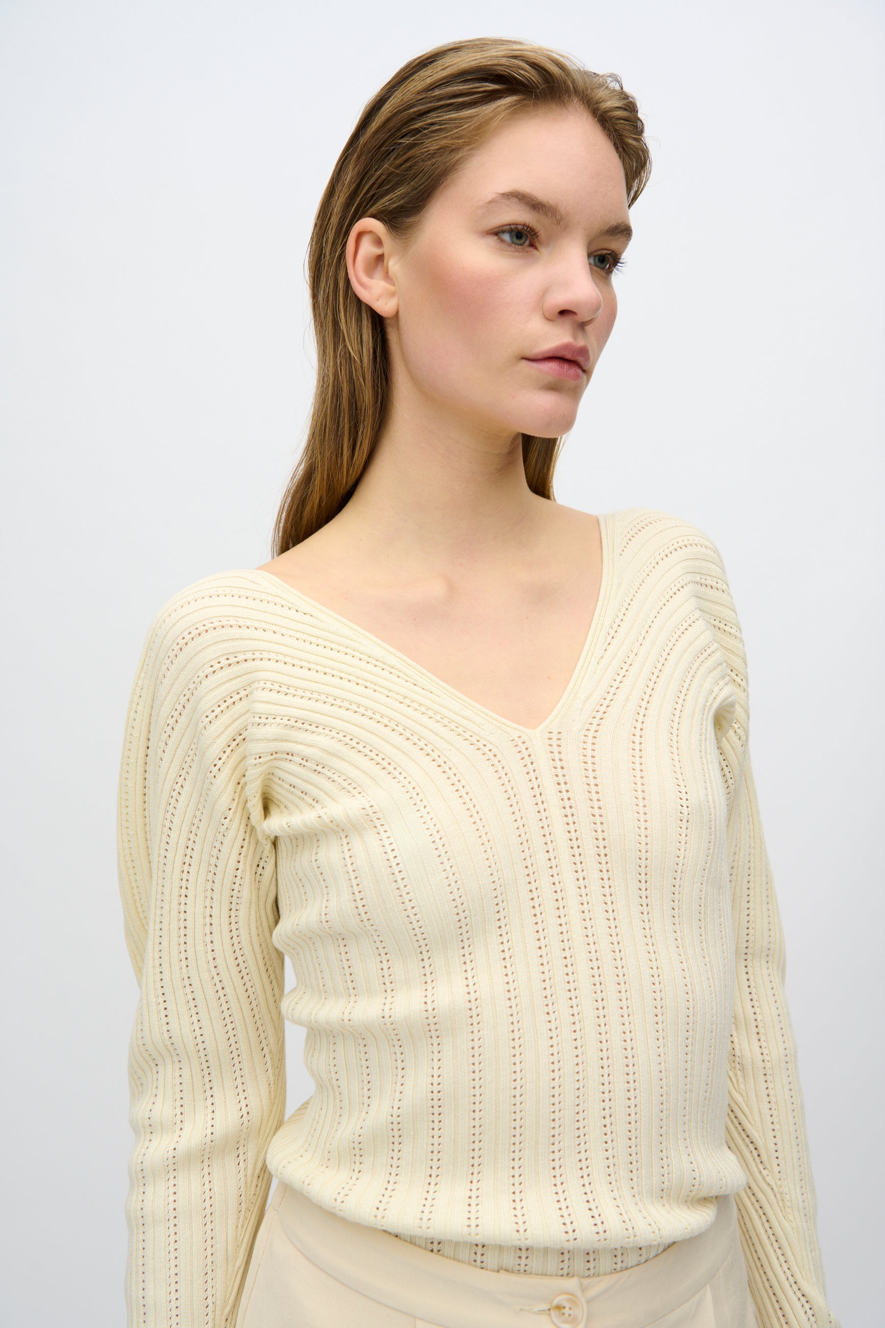 minimum female Sofia striktrøje 4268 Jumper 0011 Butter Cream