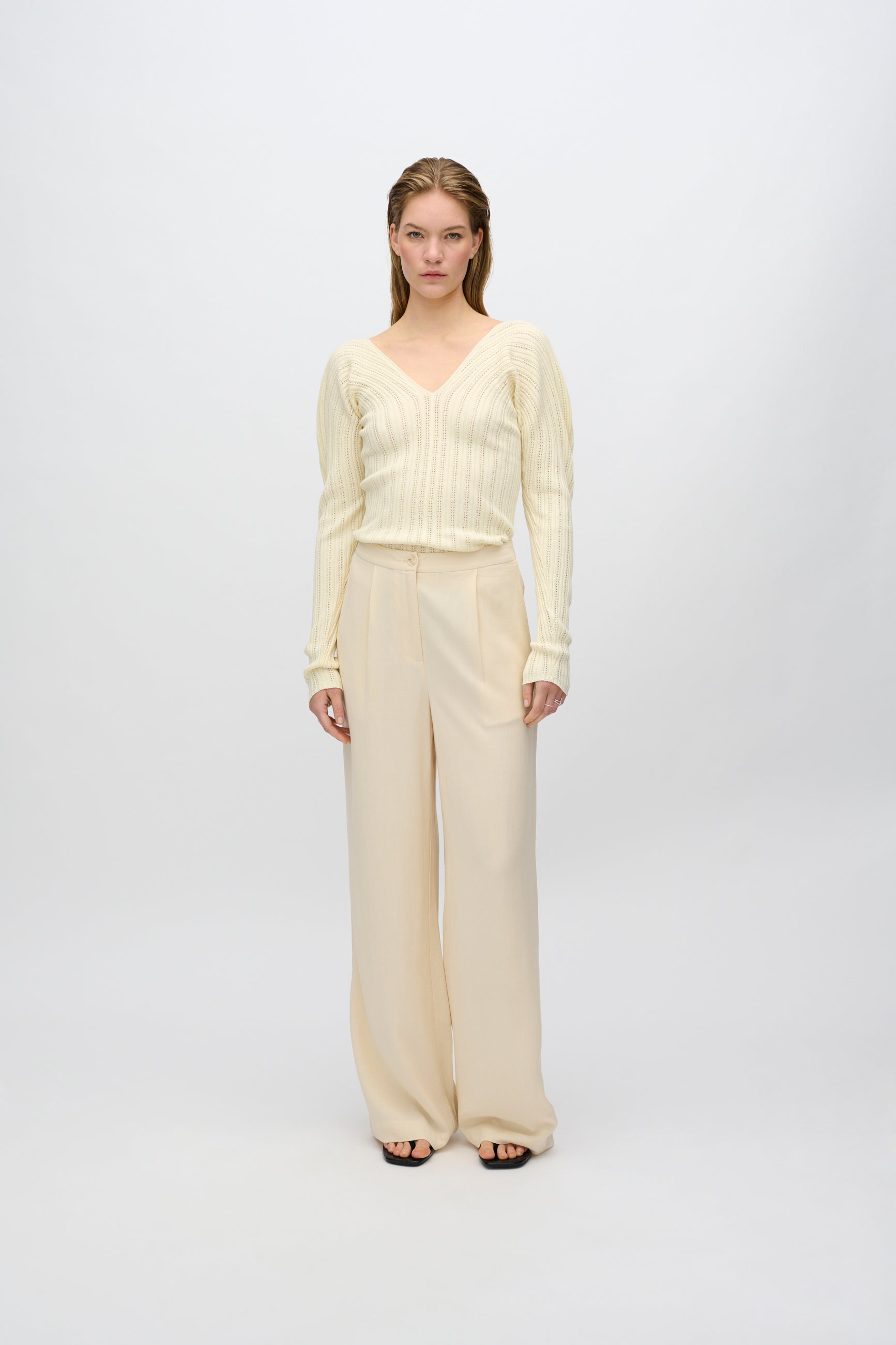 minimum female Sofia striktrøje 4268 Jumper 0011 Butter Cream