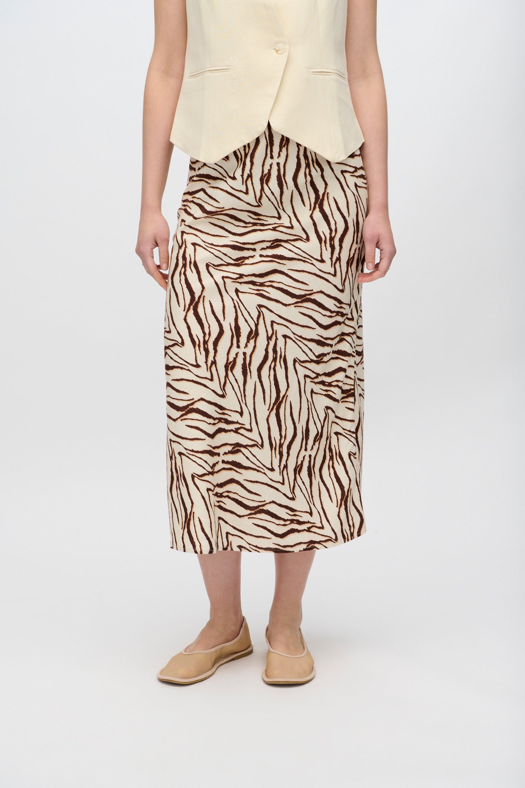 minimum female Beryls midi nederdel i hørblanding 4263 Midi Skirt 1235 Sandstorm