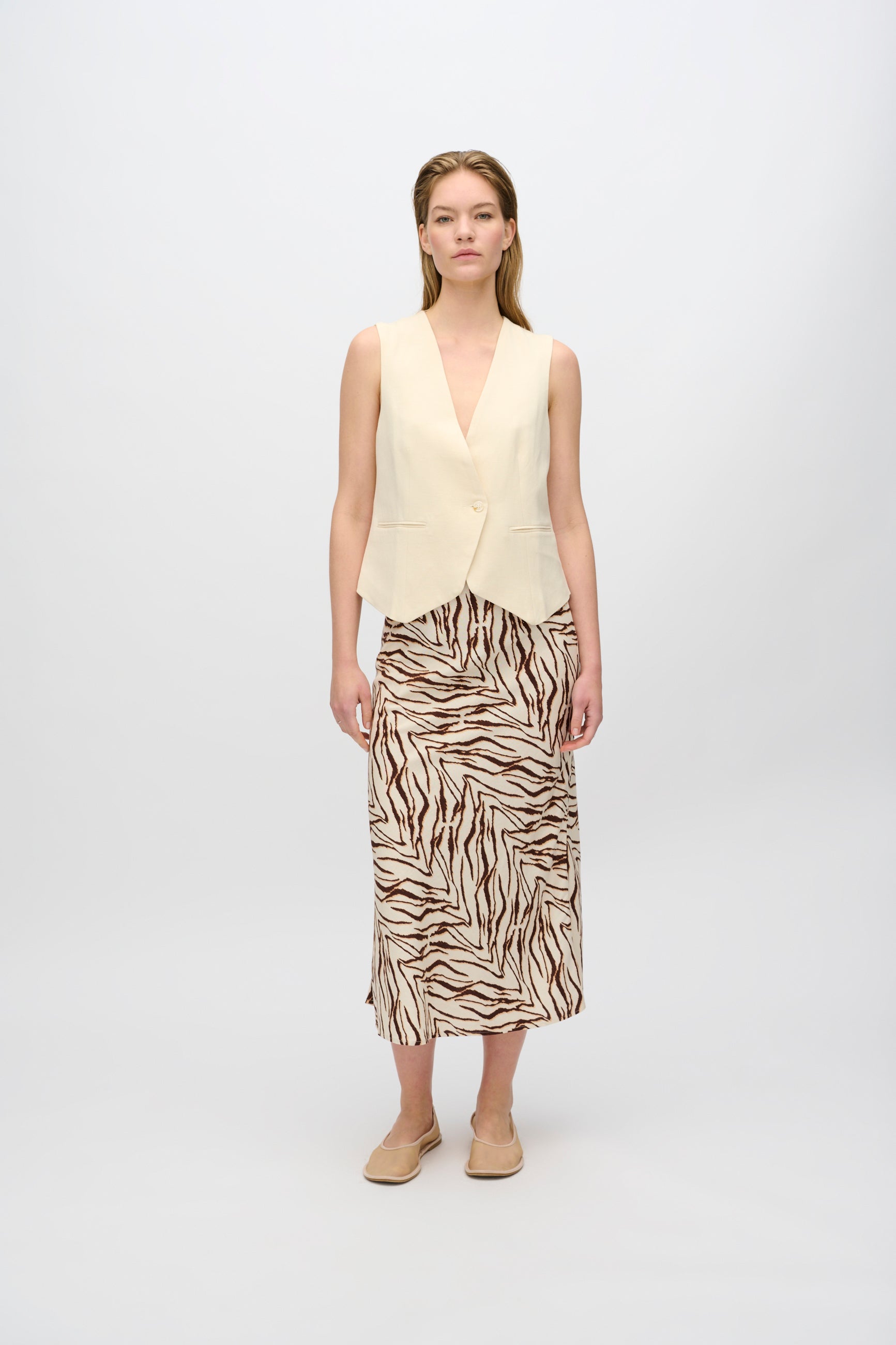 minimum female Beryls midi nederdel i hørblanding 4263 Midi Skirt 1235 Sandstorm