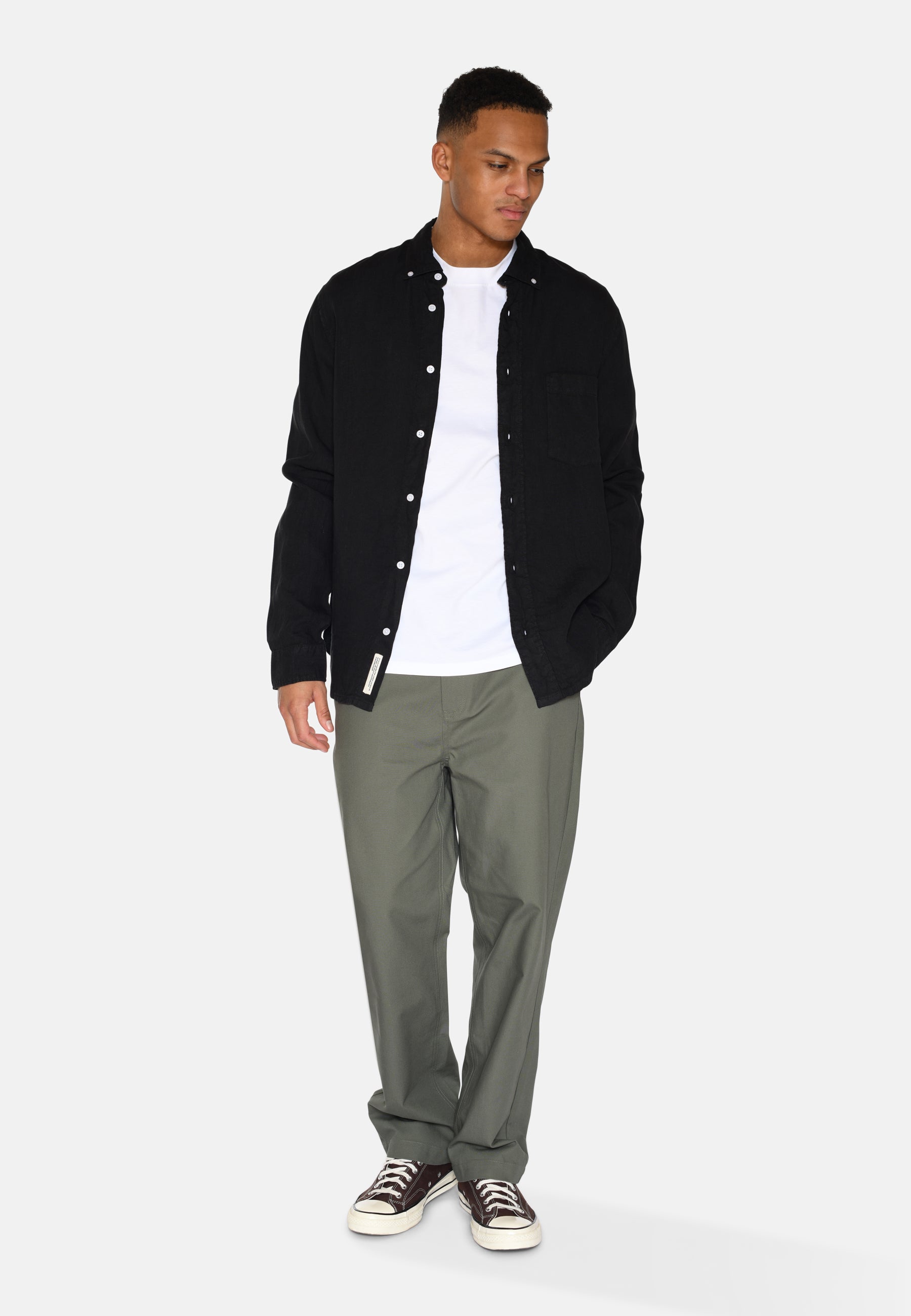minimum male Colt langærmet reg hørskjorte 4115 Long Sleeved Shirt 4006 Caviar