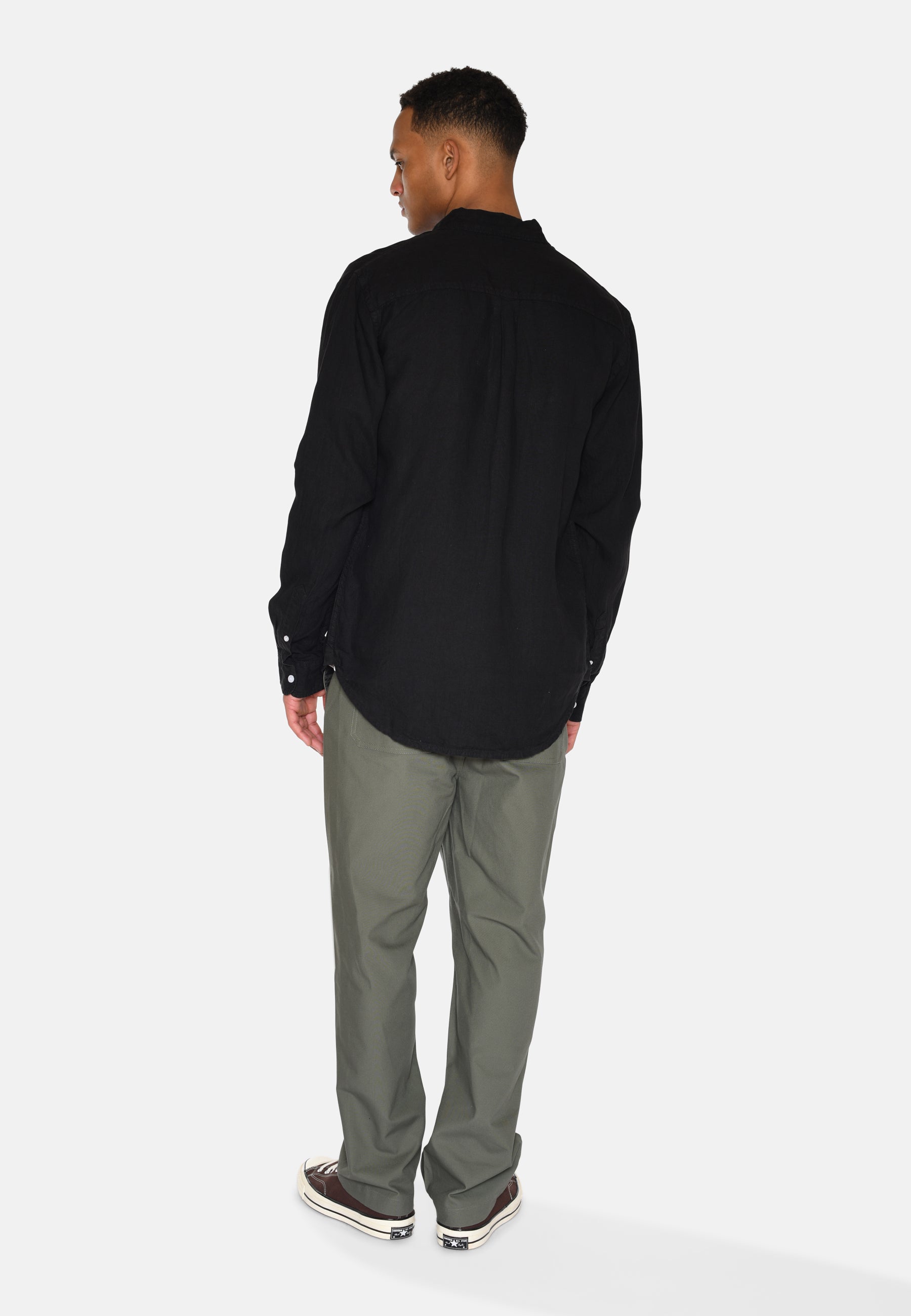 minimum male Colt langærmet reg hørskjorte 4115 Long Sleeved Shirt 4006 Caviar