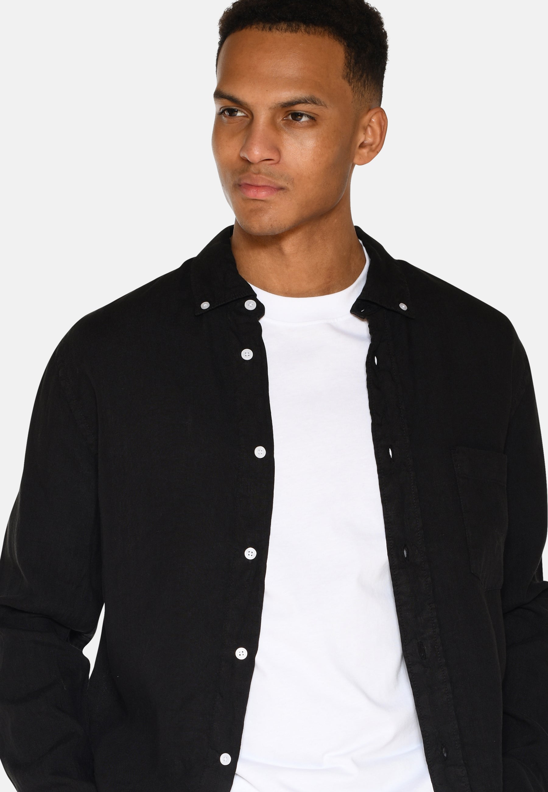minimum male Colt langærmet reg hørskjorte 4115 Long Sleeved Shirt 4006 Caviar