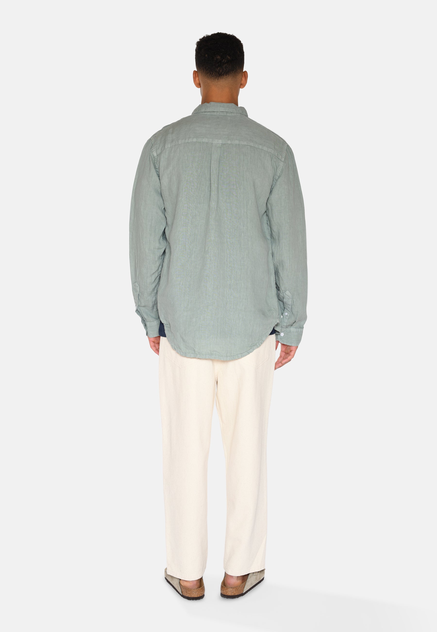 minimum male Colt langærmet reg hørskjorte 4115 Long Sleeved Shirt 4706 Gray Mist