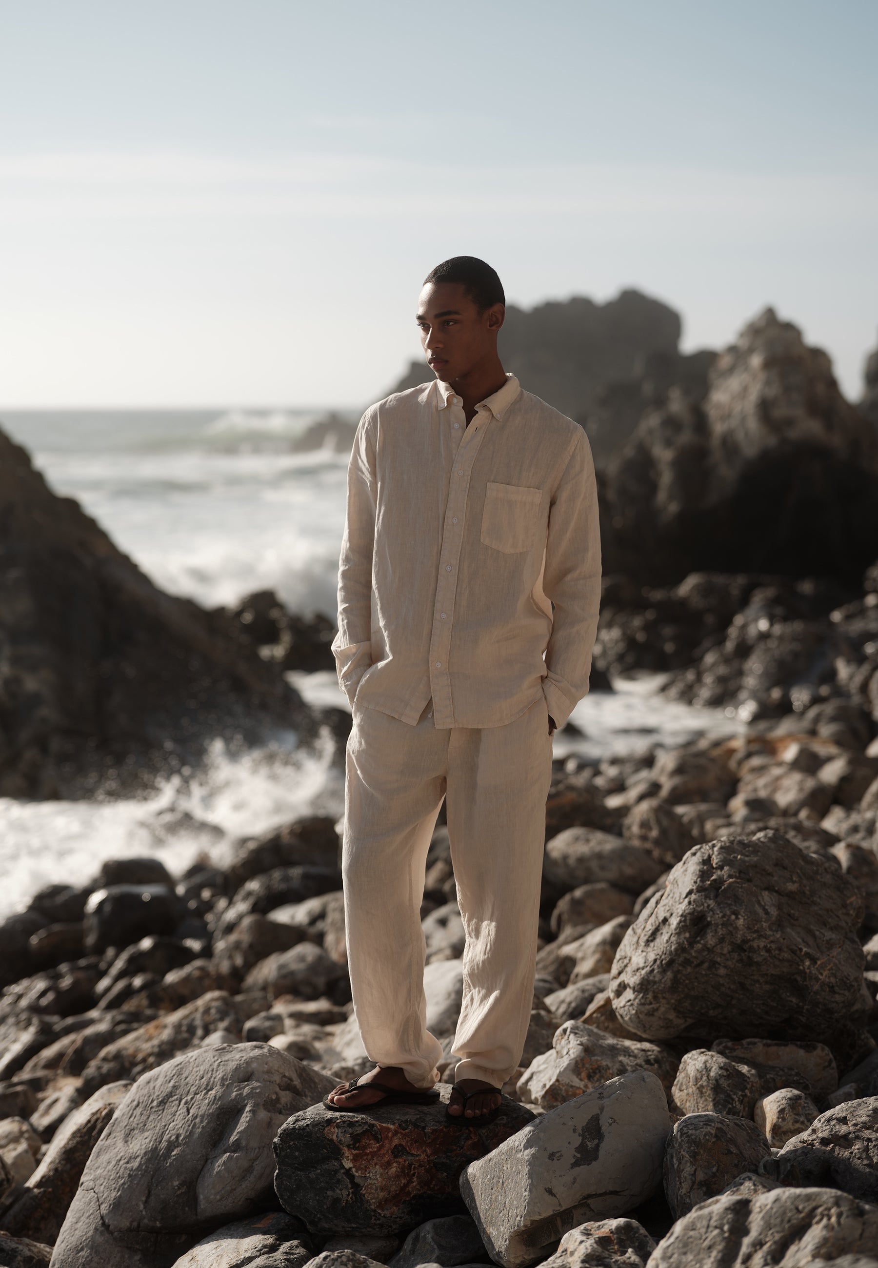 minimum male Colt langærmet reg hørskjorte 4115 Long Sleeved Shirt 5304 Rainy Day