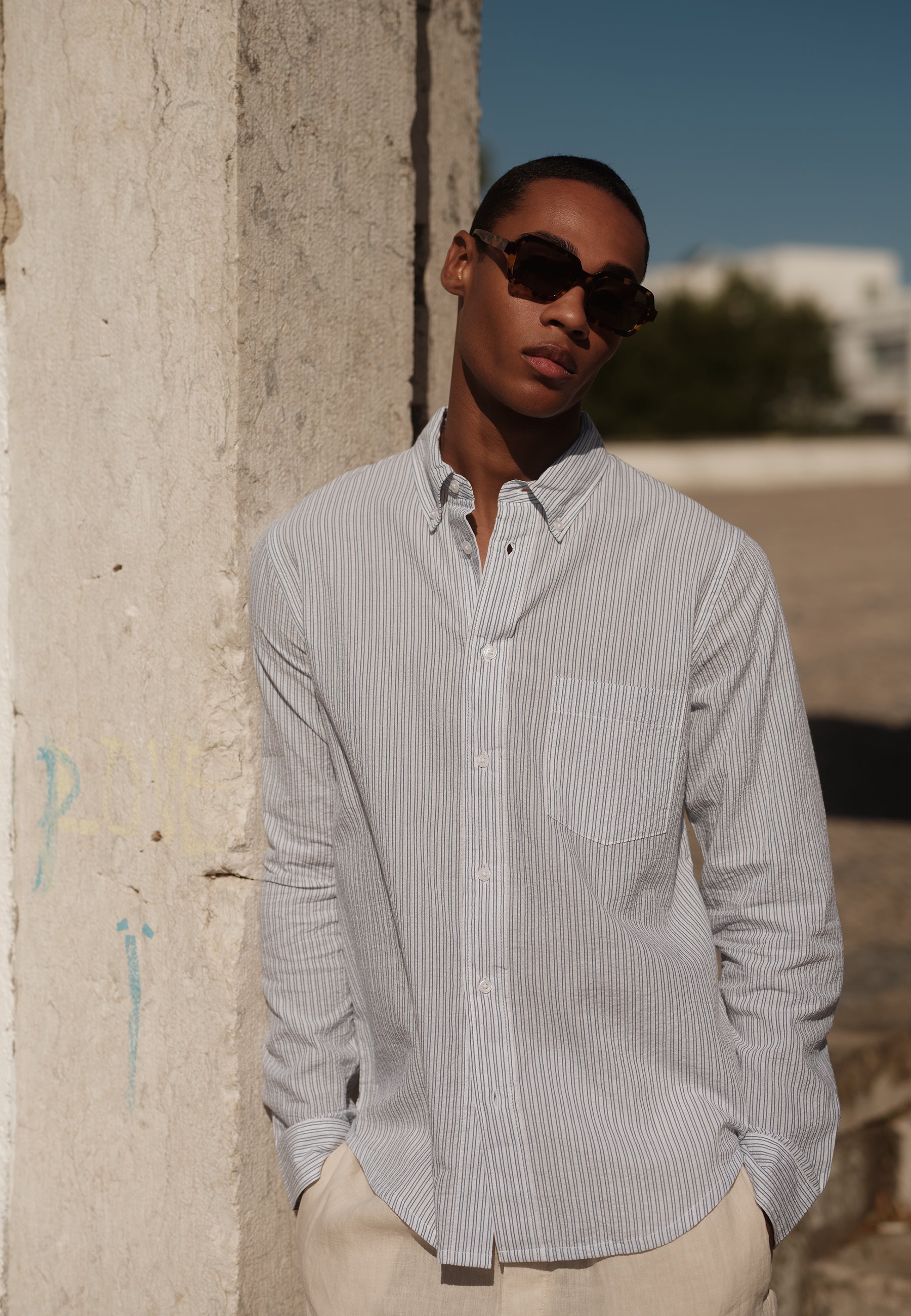 minimum male Colt langærmet reg skjorte 4145 Long Sleeved Shirt 000 White