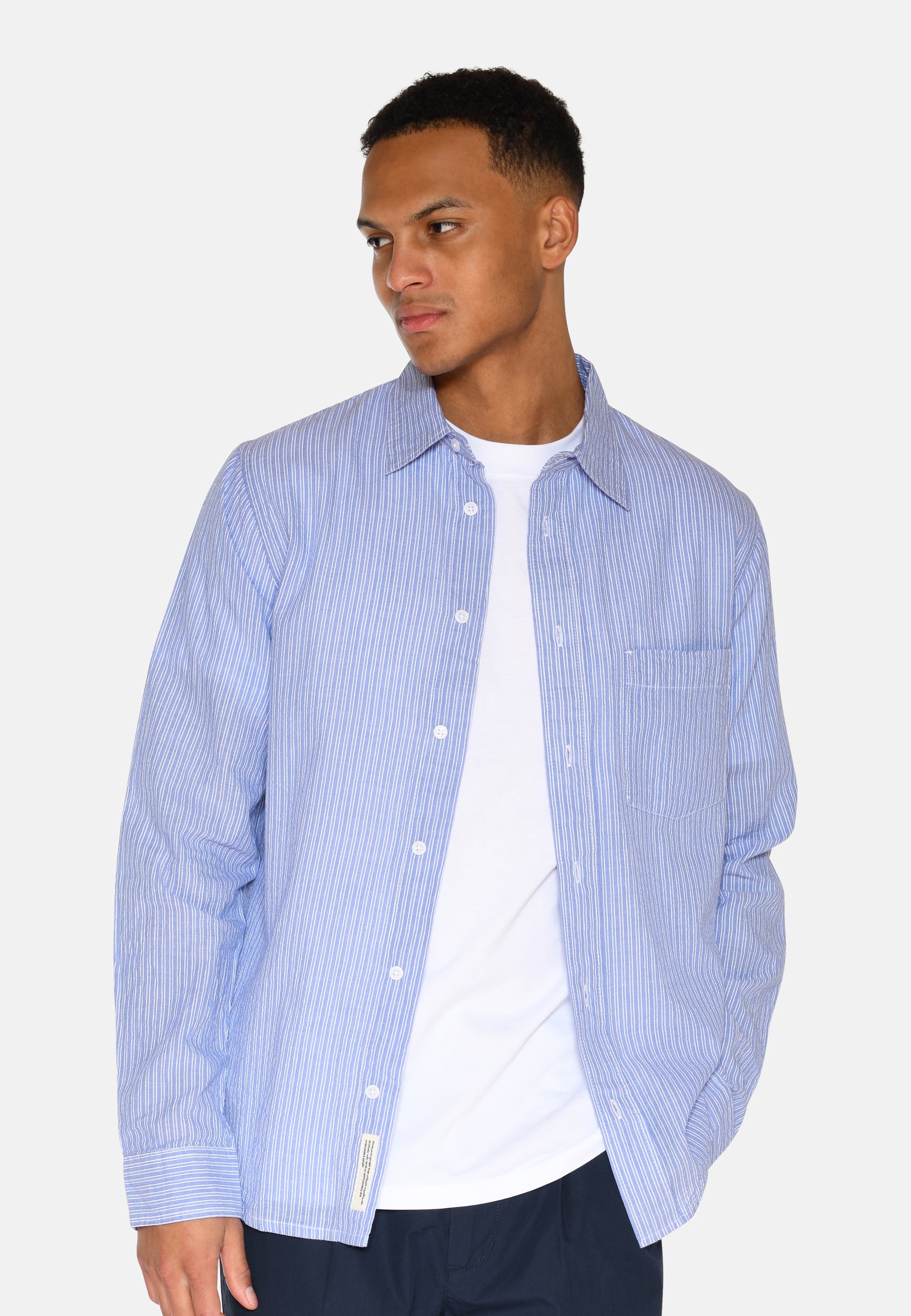 minimum male Colt langærmet reg skjorte 4145 Long Sleeved Shirt 3929 Blue Horizon