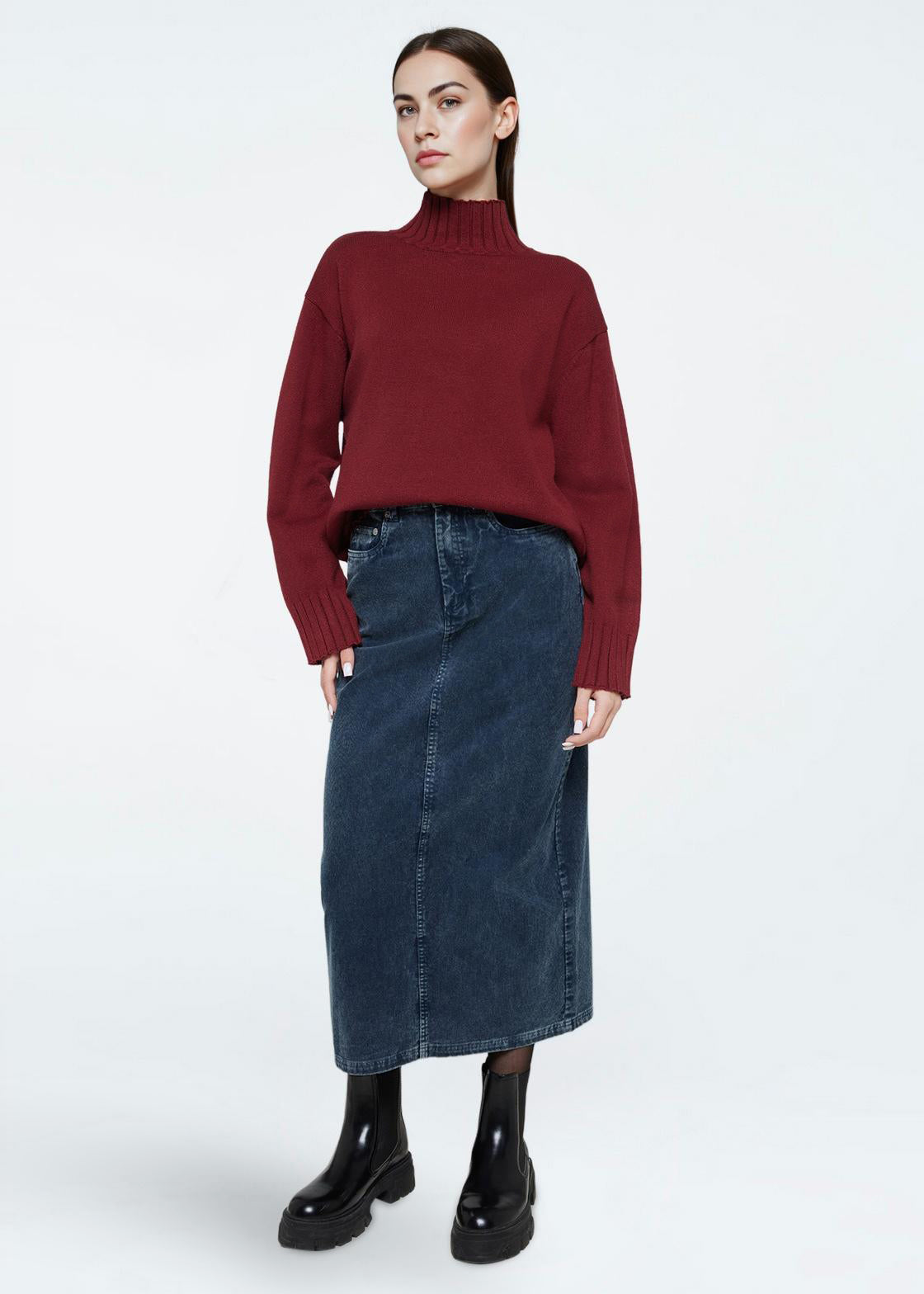 minimum female Darcys 3448 Striktrøje Turtleneck 1534 Merlot