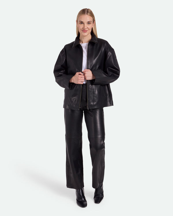 minimum female Fleurs 3790 Jakke Leather Jacket 999 Black