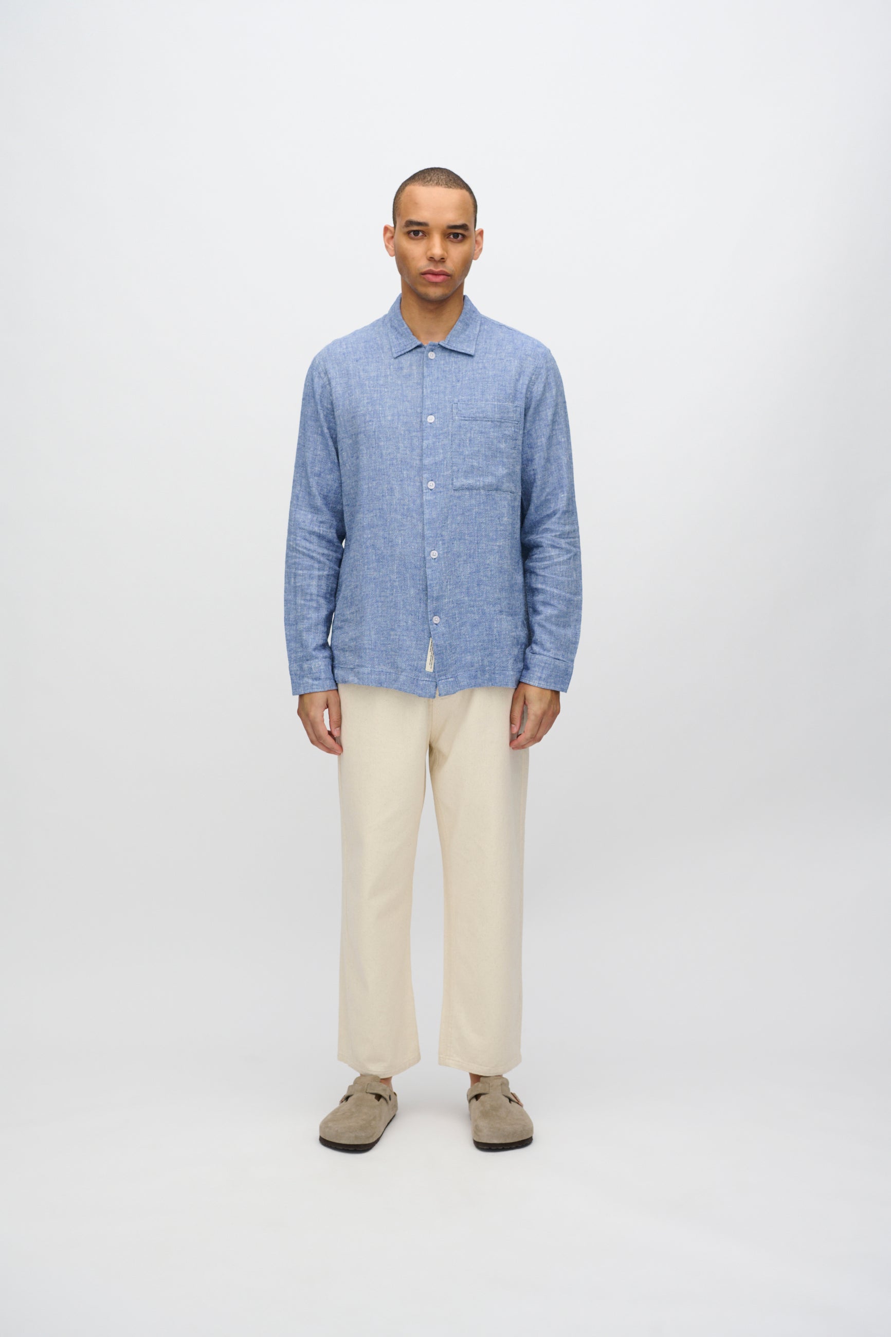 minimum male Francis langærmet skjorte i hørblanding 4236 Long Sleeved Shirt 4105 Angel Falls
