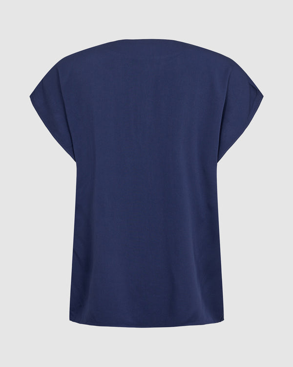 minimum female Gillians 9911 Short Sleeved Blouse 3933 Medieval Blue