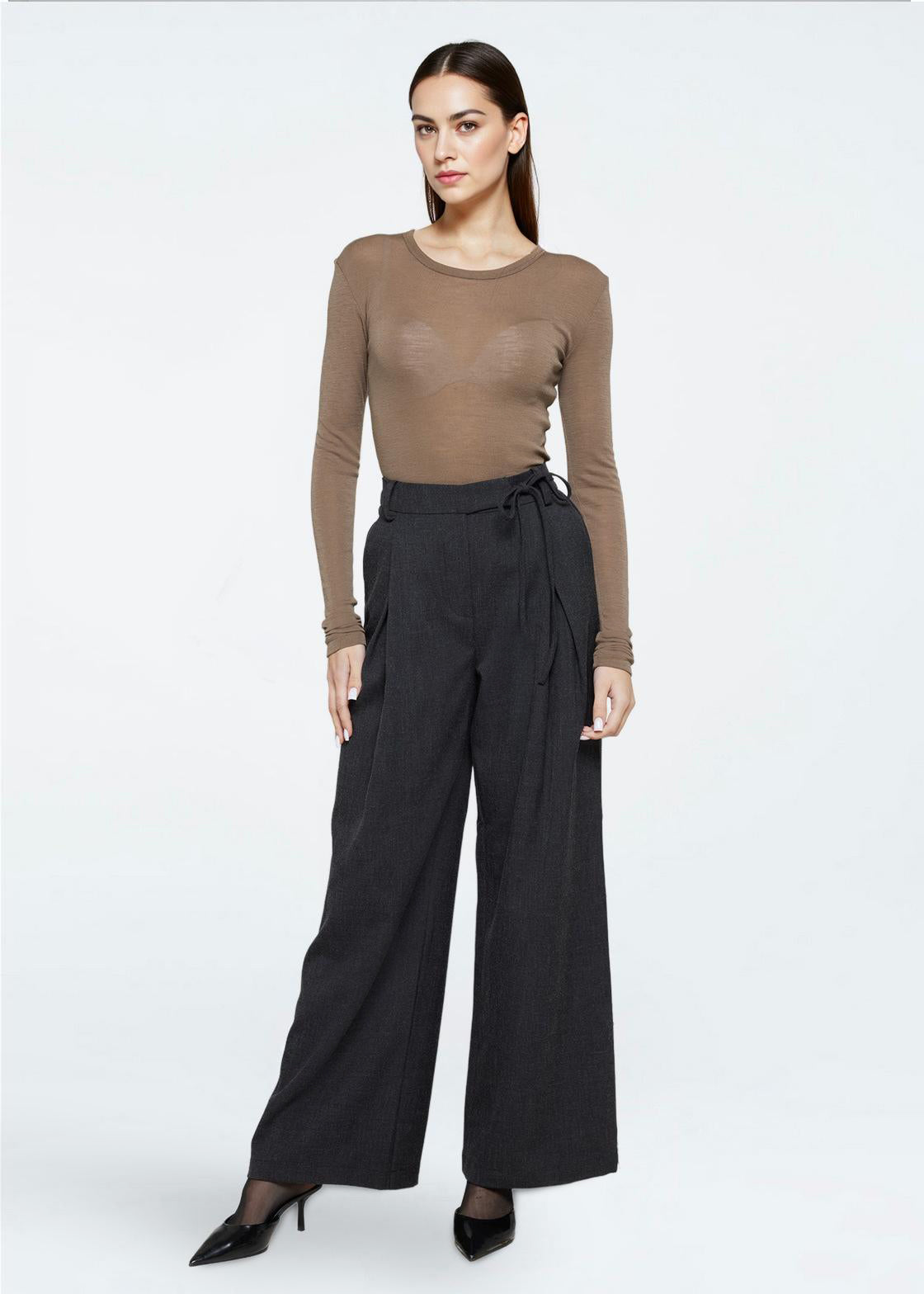 minimum female Gunli 3737 Dressed Pants 980M Dark Grey Melange