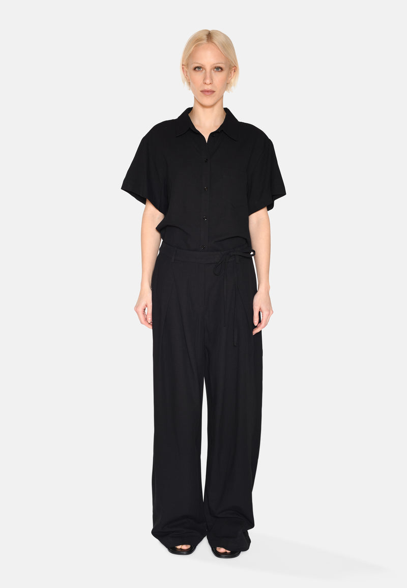 minimum female Gunli stylede bukser med bindebånd 4191 Dressed Pants 999 Black