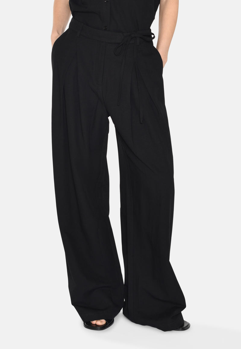 minimum female Gunli stylede bukser med bindebånd 4191 Dressed Pants 999 Black