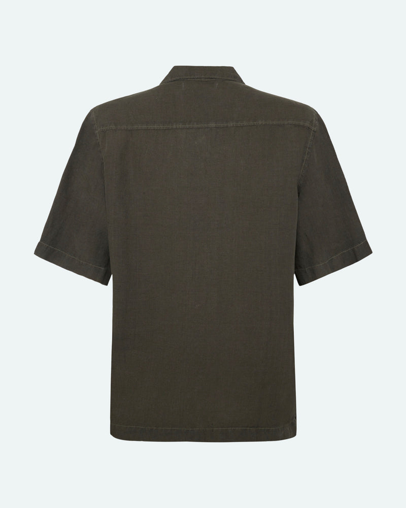 minimum male Hayden kortærmet hørskjorte 4115 Short Sleeved Shirt 0506 Black Ink