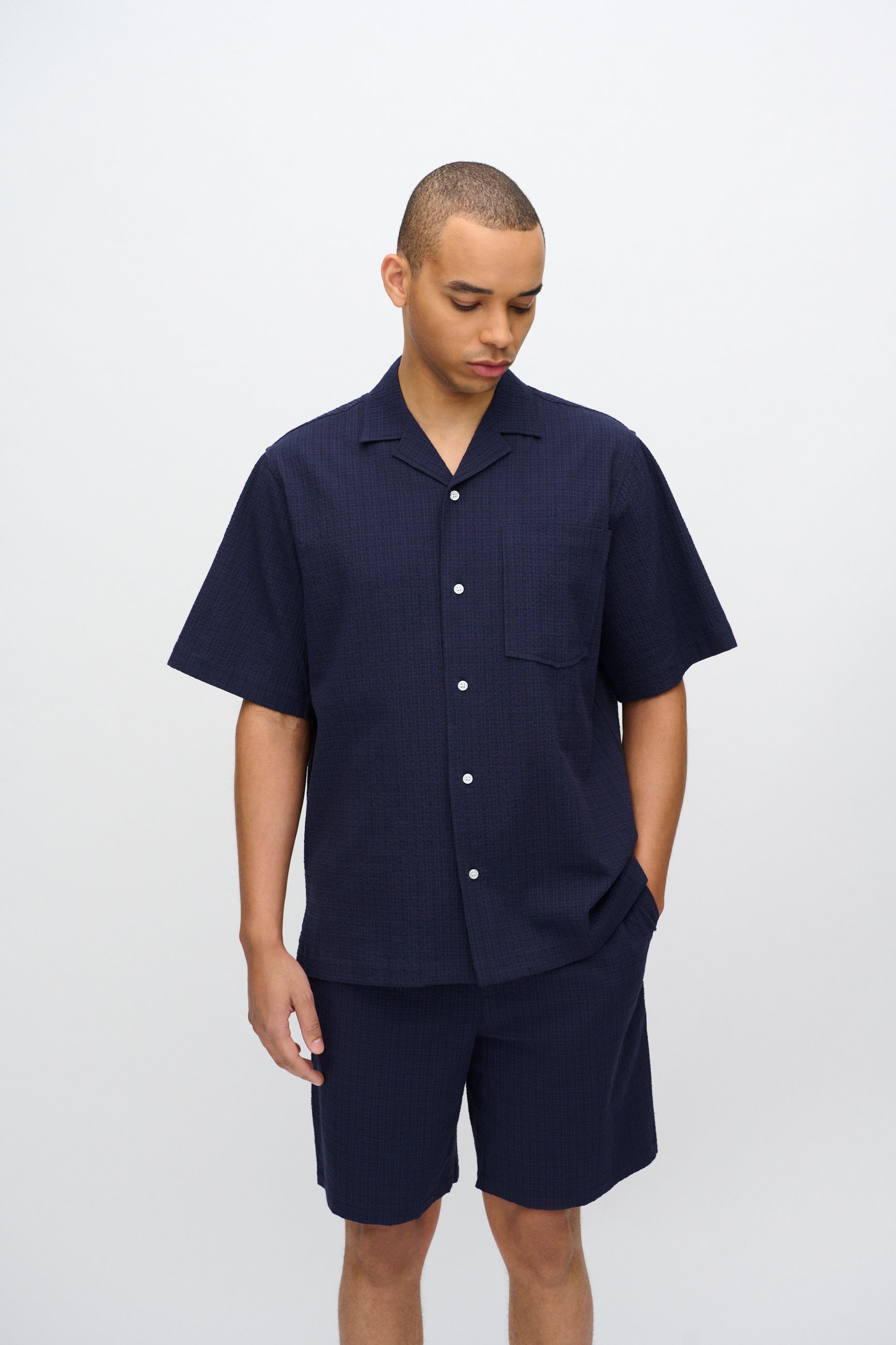 minimum male Hayden afslappet kortærmet skjorte 4216 Short Sleeved Shirt 3922 Sky Captain