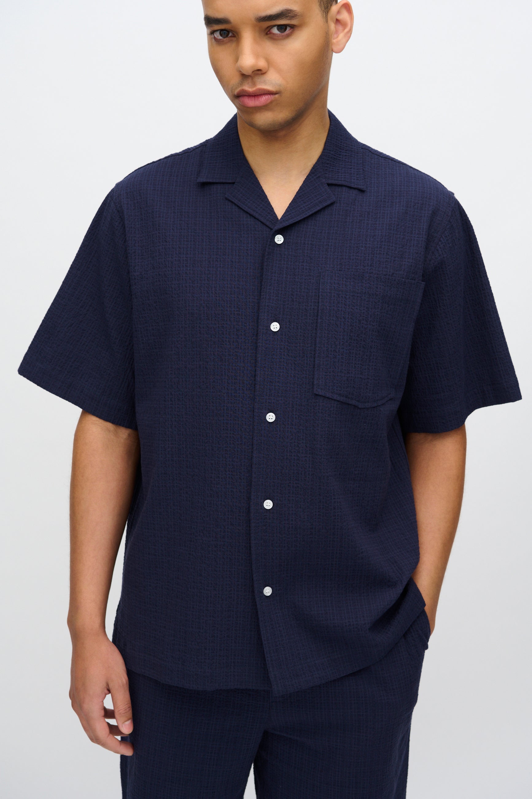 minimum male Hayden afslappet kortærmet skjorte 4216 Short Sleeved Shirt 3922 Sky Captain
