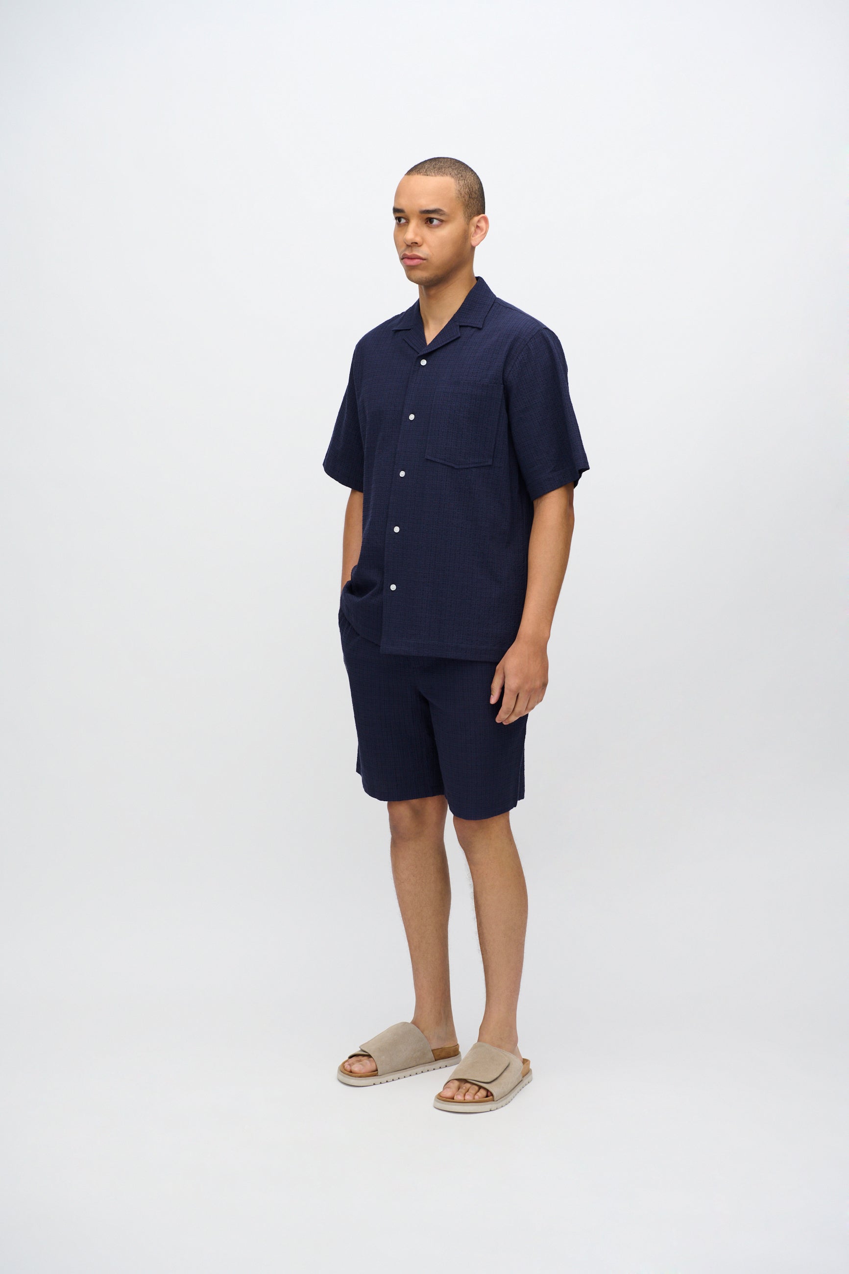 minimum male Hayden afslappet kortærmet skjorte 4216 Short Sleeved Shirt 3922 Sky Captain