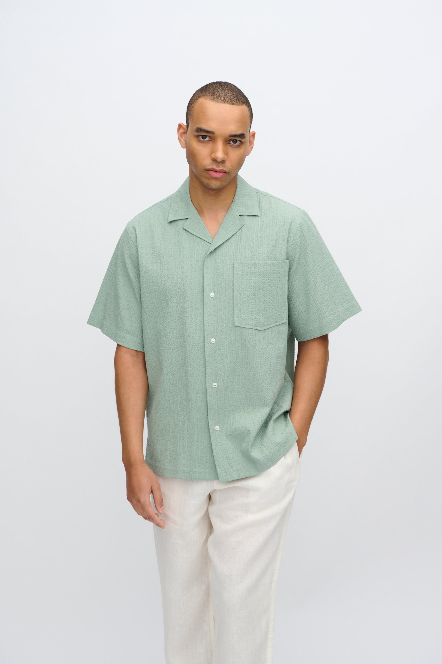 minimum male Hayden afslappet kortærmet skjorte 4216 Short Sleeved Shirt 5808 Iceberg Green