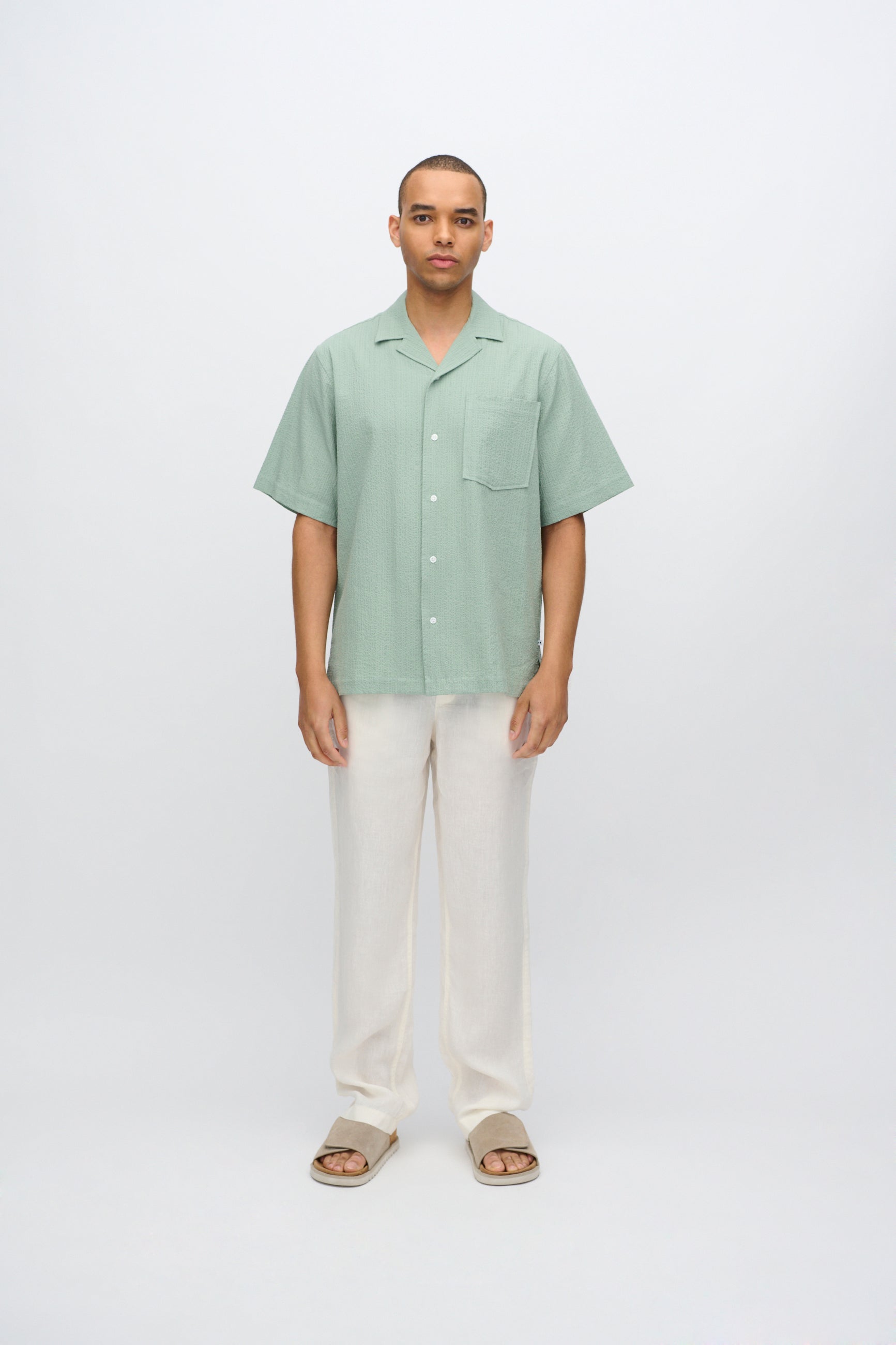 minimum male Hayden afslappet kortærmet skjorte 4216 Short Sleeved Shirt 5808 Iceberg Green